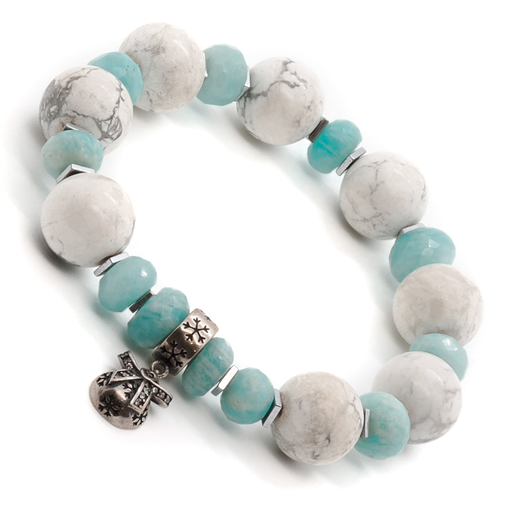 Handmade holiday bracelet with calming aquamarine stones