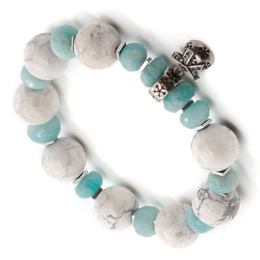 Mindful aquamarine and howlite bracelet for stress relief
