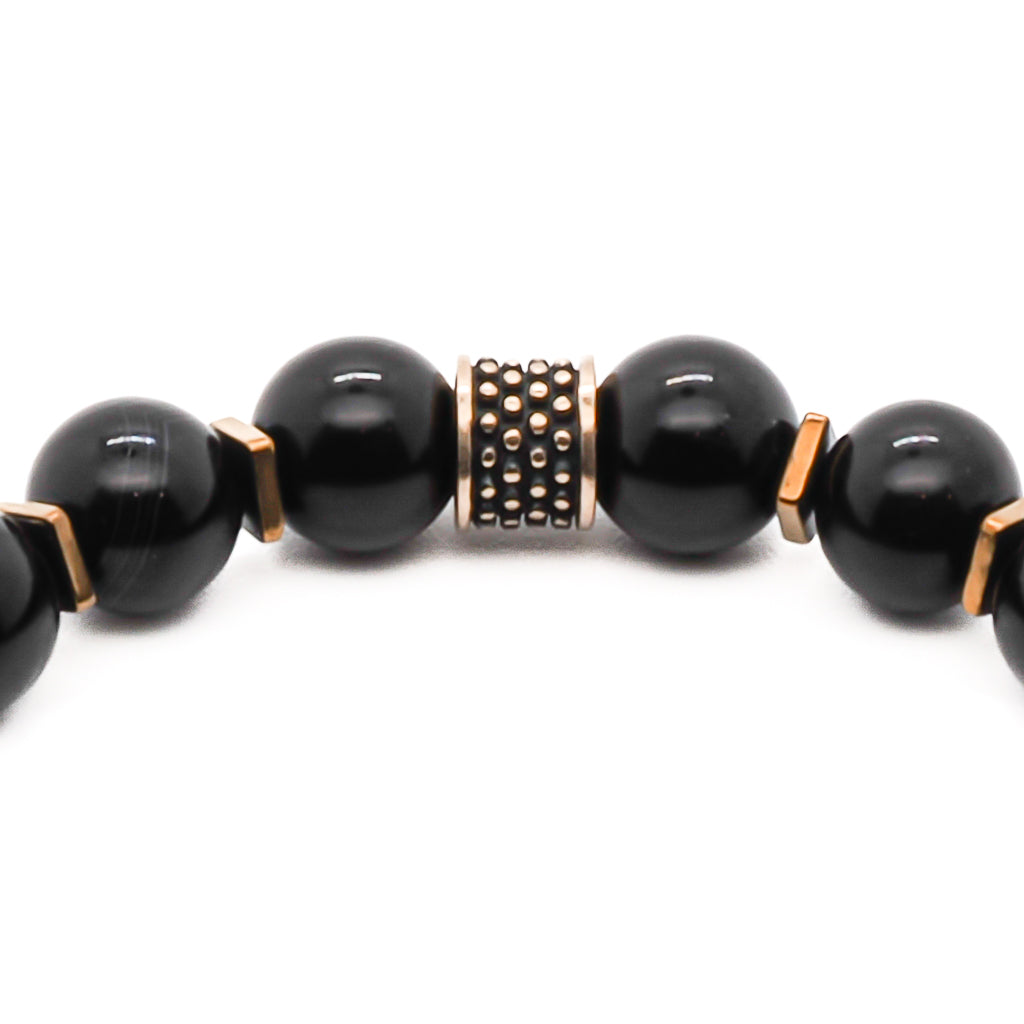 Arrowhead Charm Bracelet with Black Onyx Stones for Men