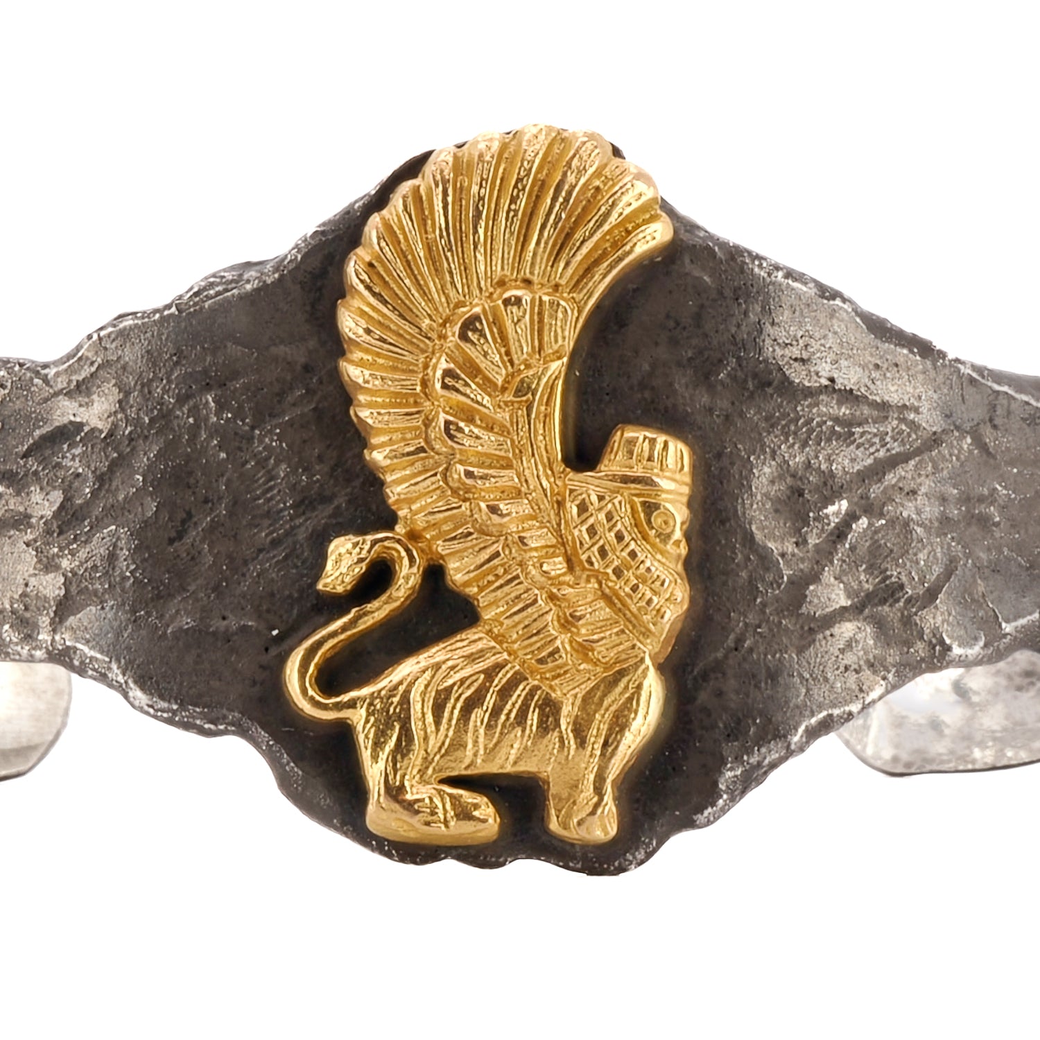 Handmade Jewelry: Sterling Silver and 18k Gold Lion Cuff Bracelet
