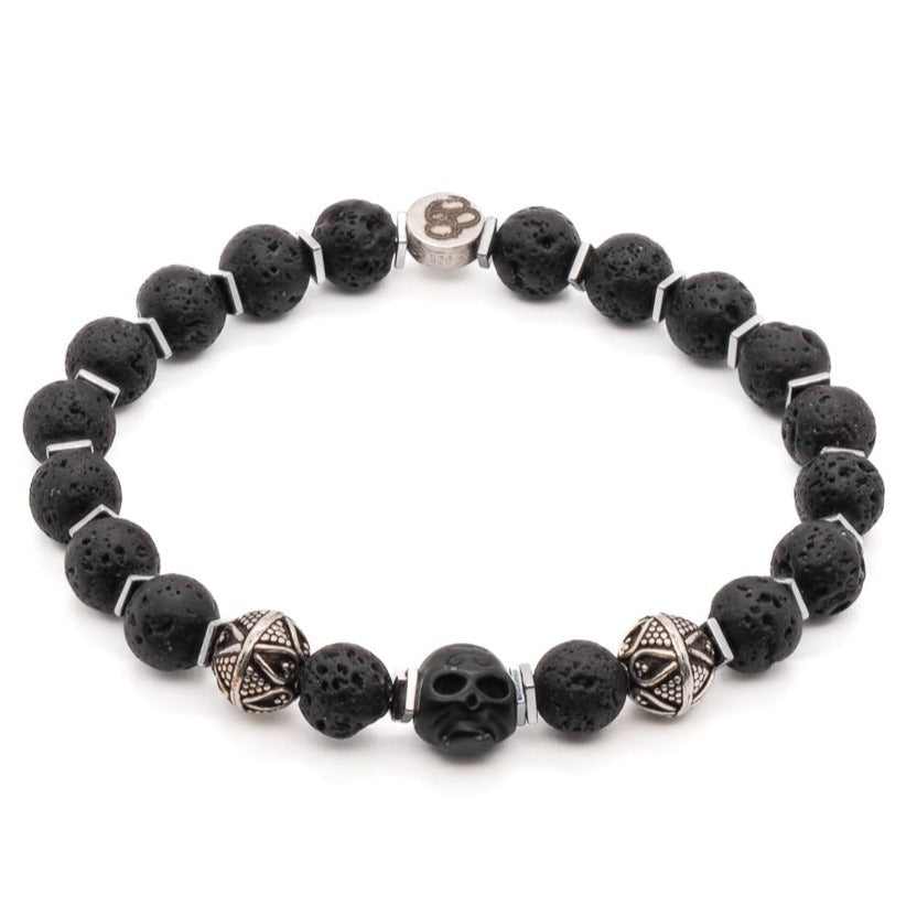 The silver hematite spacers provide a subtle shine and help to balance the overall design.