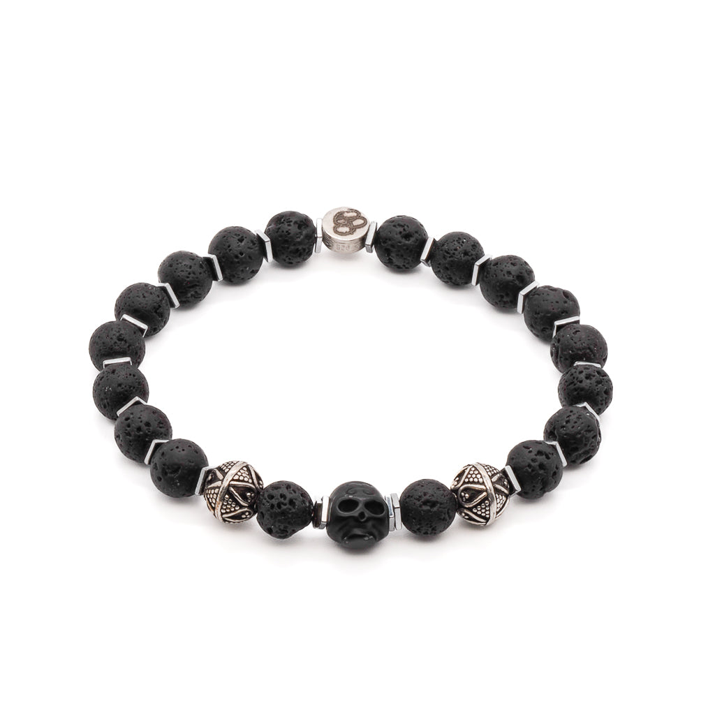 The black lava rock stone beads provide a natural and rugged feel, while the silver tribal beads add a touch of sophistication.