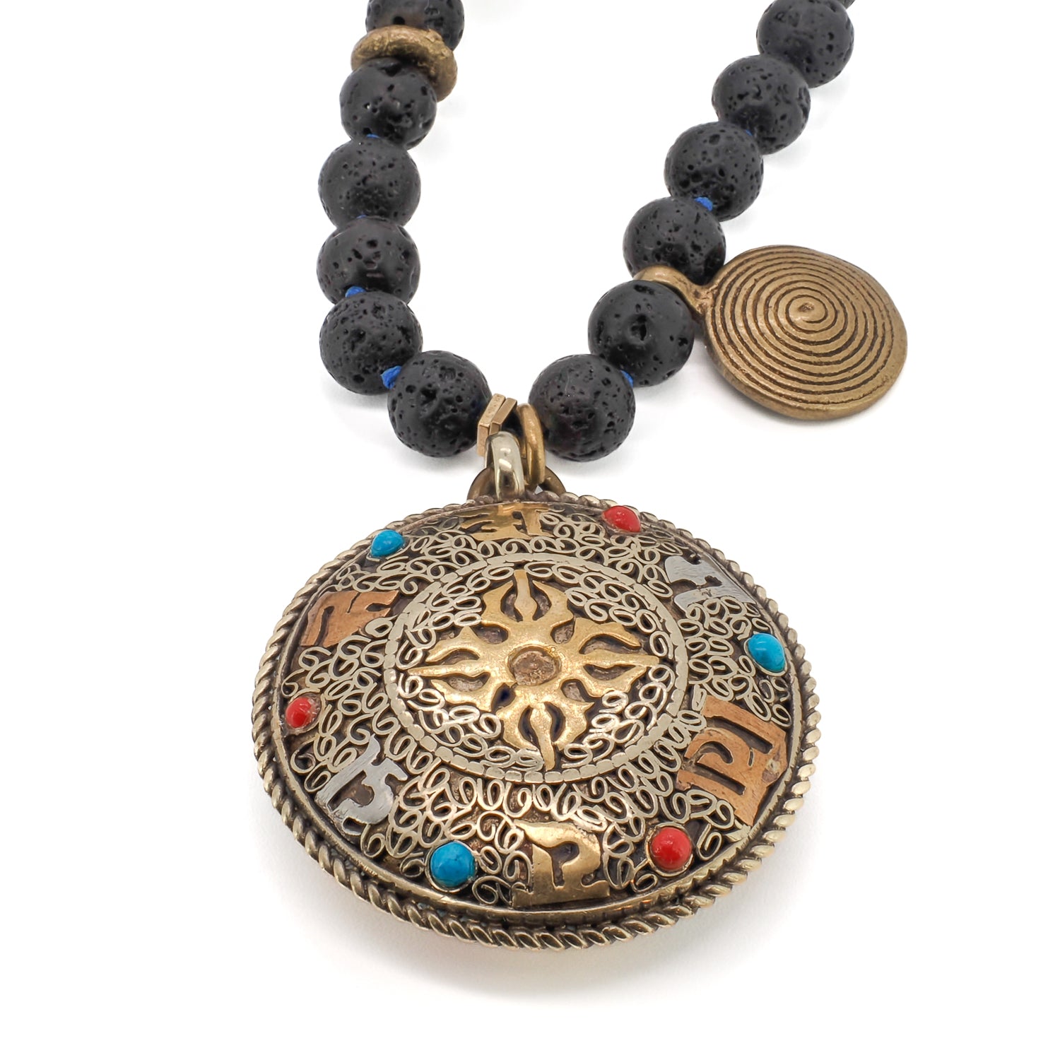 Lapis Lazuli and Brass Tibetan Bead: Handmade for Cultural Significance