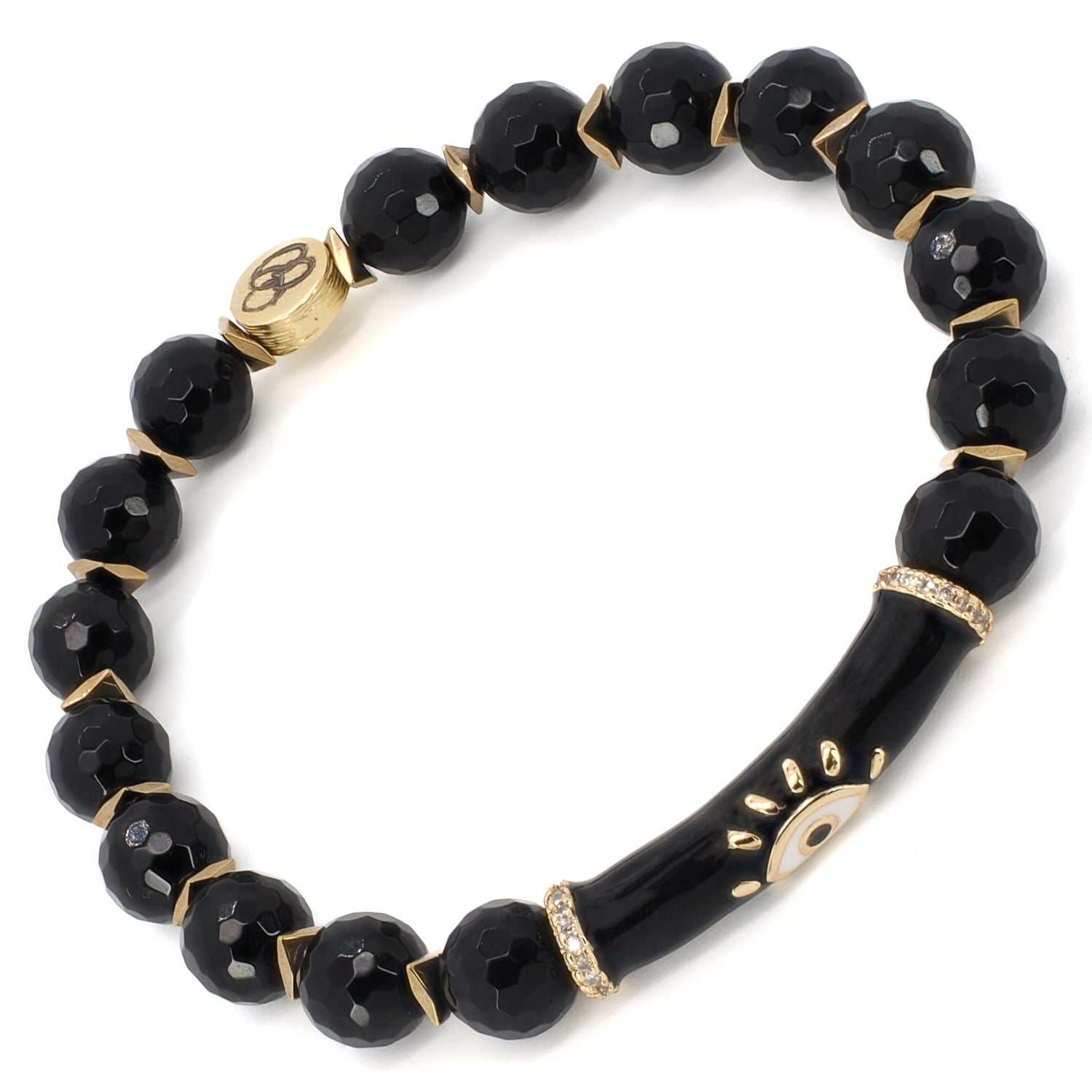 Beautifully Handcrafted Black Onyx and Gold Bracelet
