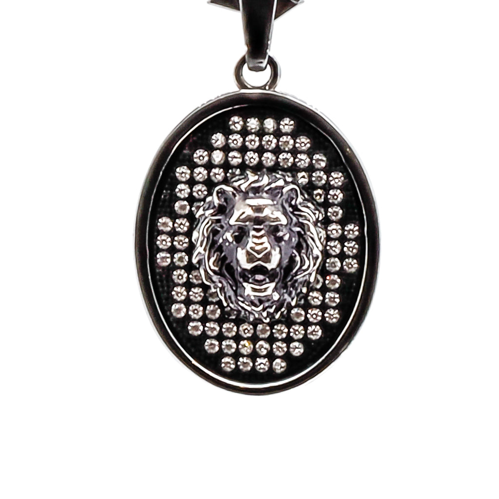 Make a statement with this unique piece that combines the energy of black onyx with a sterling silver lion king pendant.