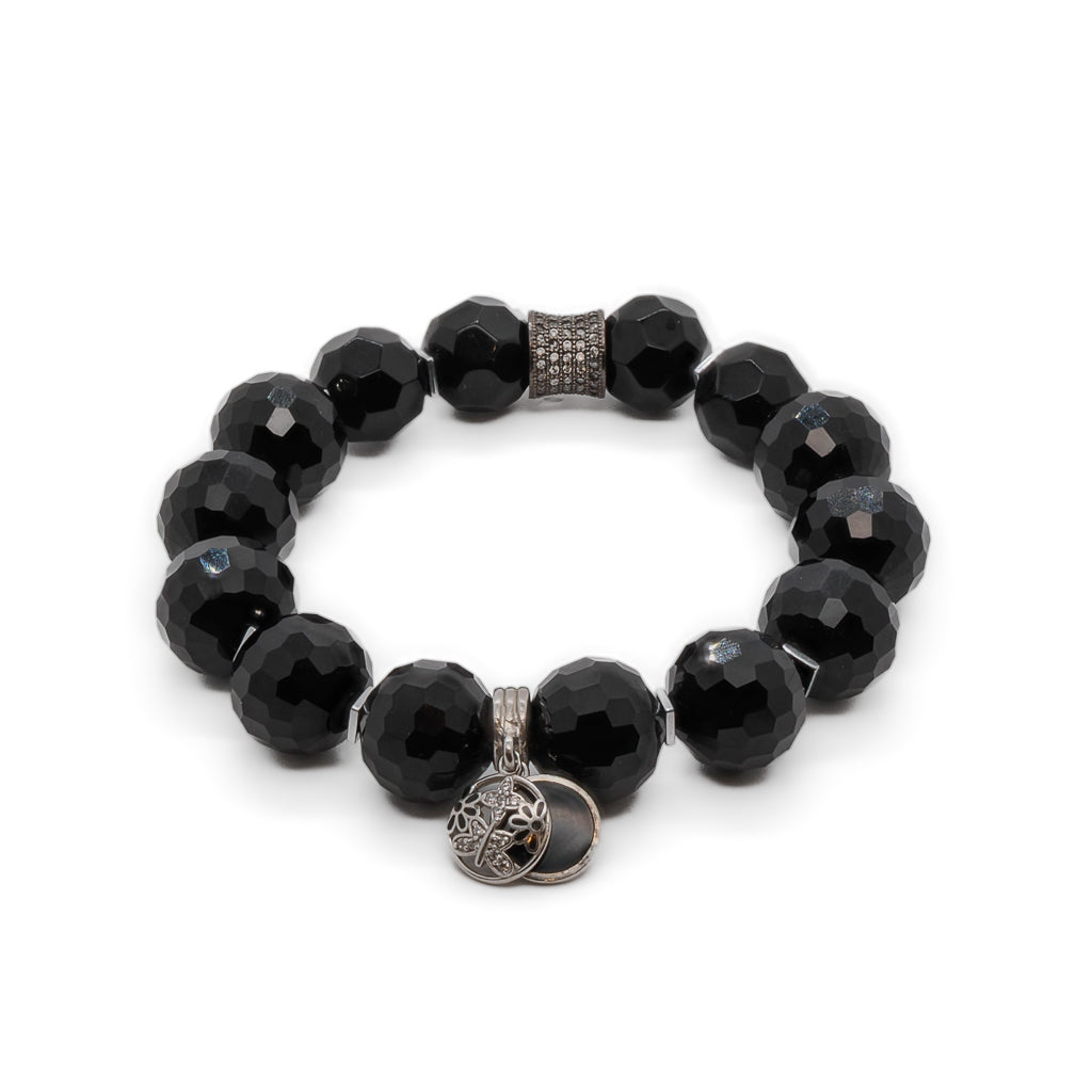 The stunning Black Protection Bracelet with Onyx Stone and Swarovski Crystal Charm