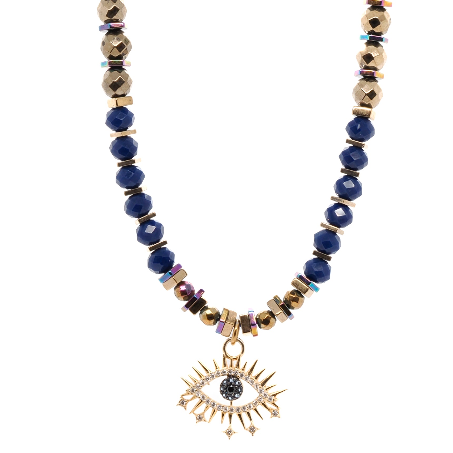 Blue Evil Eye Necklace with Sparkling Zirconia Pendant for Stylish Protection