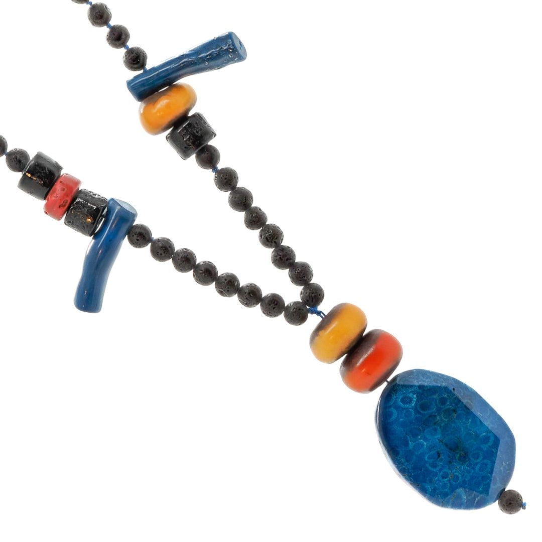 Bohemian-Inspired Necklace with Textured Beads and Eye-Catching Pendant