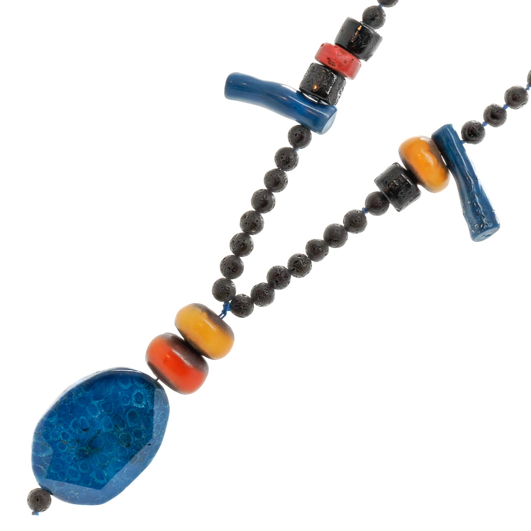 Unique Bohemian Necklace with Vibrant Colors and Natural Stones