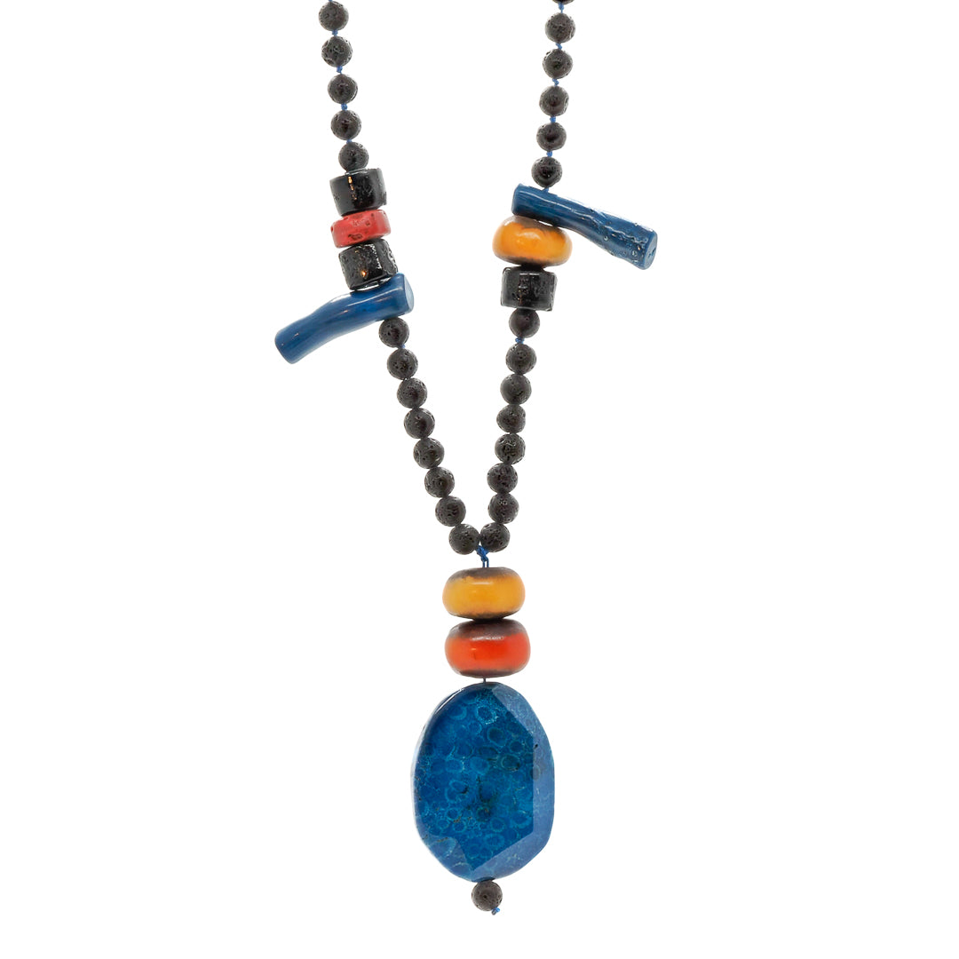 The centerpiece of the Bohemian Necklace is a large ocean jasper stone pendant that adds a touch of elegance and sophistication to the overall design.