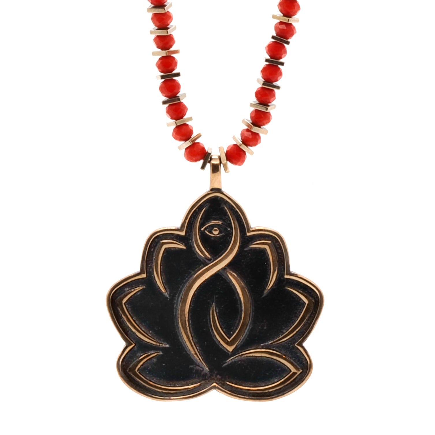 Symbolize purity and enlightenment with the lotus flower pendant