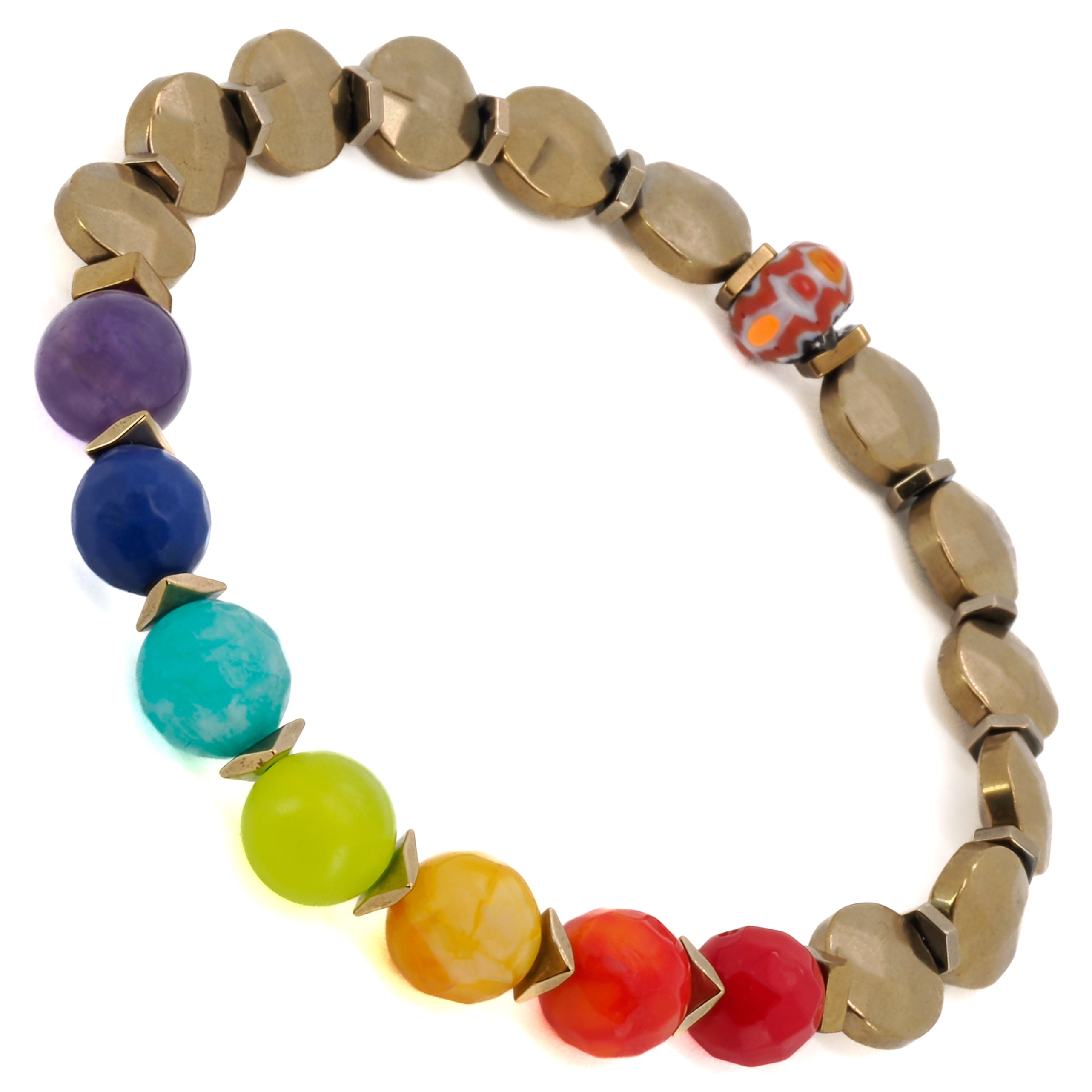 Chakra Balance Bracelet, a unique blend of natural stones for enhancing spiritual growth and inner harmony.
