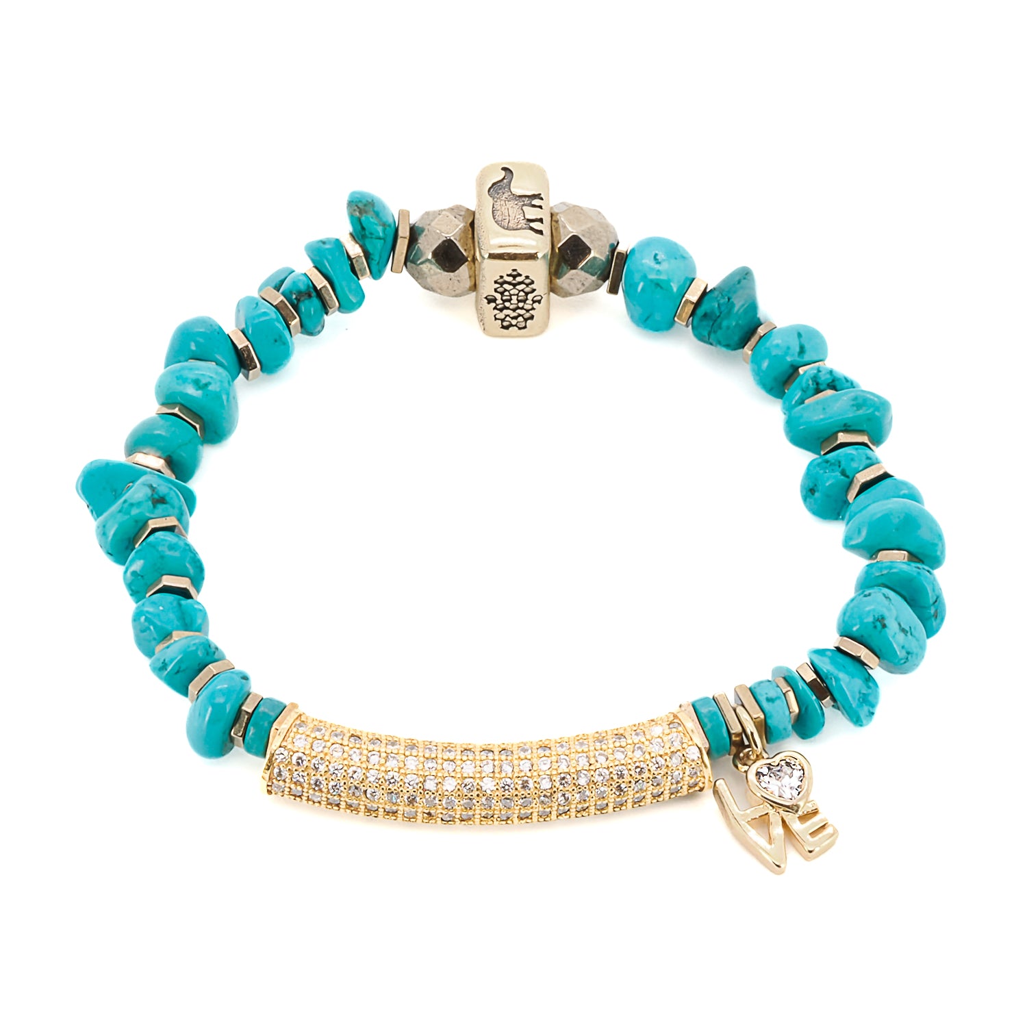 The Diamond and Turquoise Love Bracelet is a beautiful piece of jewelry that is perfect for anyone who wants to express their love and protection for someone special