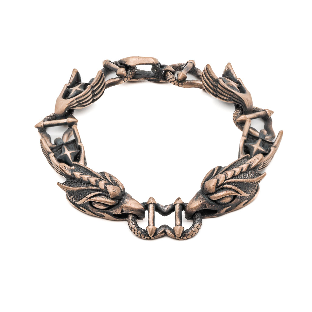 Handcrafted Bronze Eagle Unique Bracelet, a symbol of strength and freedom.