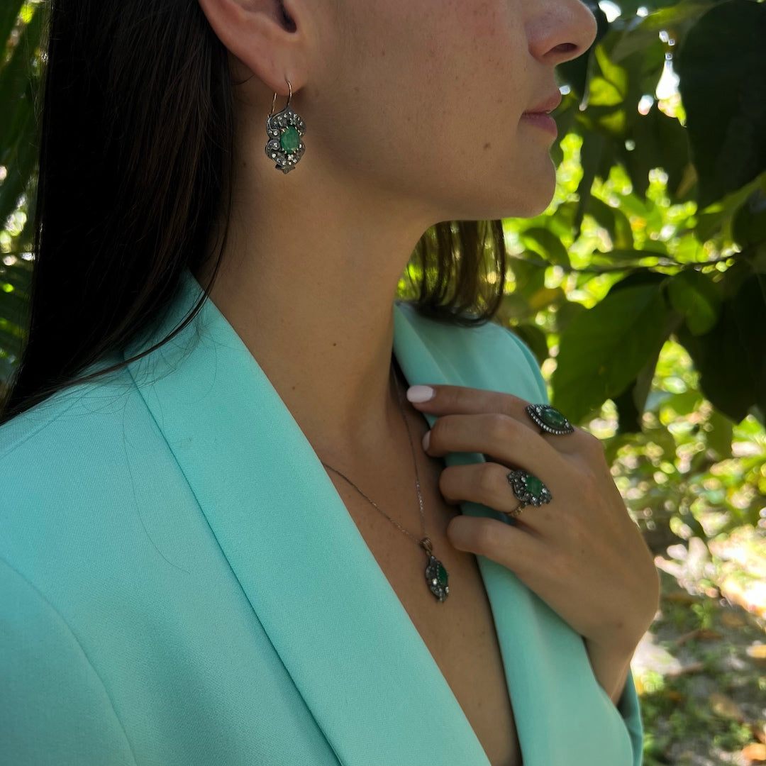 Elevate Your Look - Model Wearing Ebru Jewelry's Luxury Series.