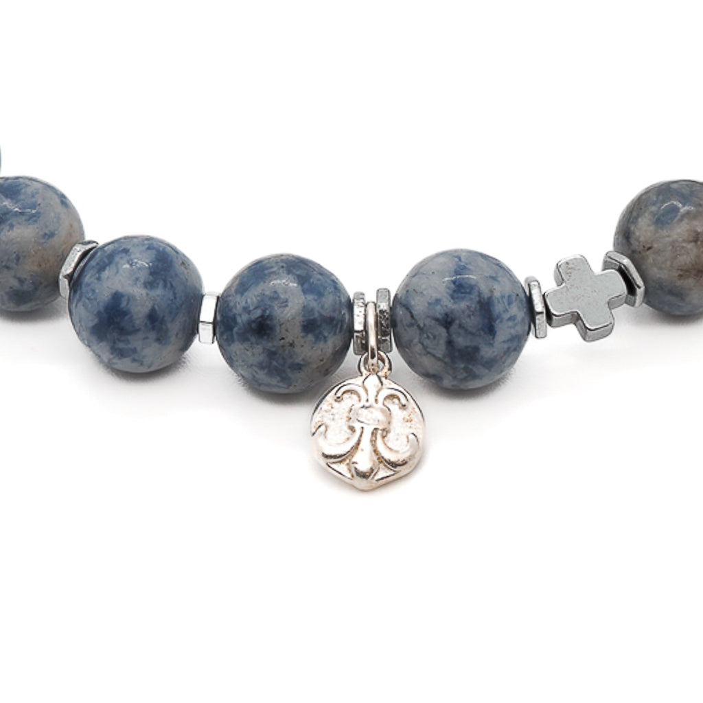 Sodalite Energy Bracelet - Handcrafted accessory with 10mm sodalite beads, promoting harmony, clear thinking, and enhanced communication.