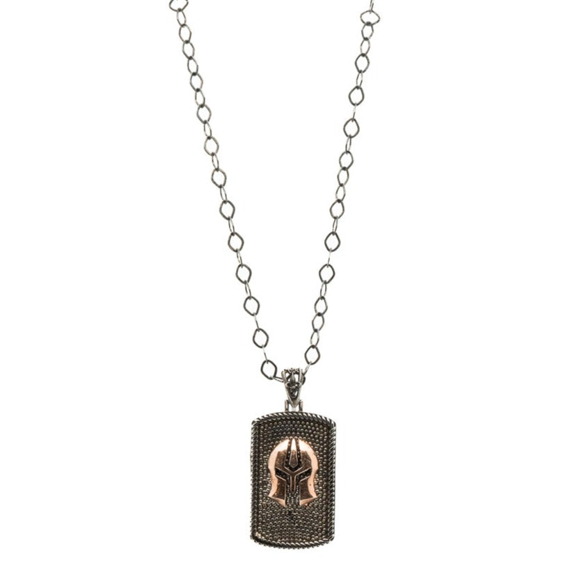 Gladiator Helmet Men Necklace - Striking handmade accessory featuring a meticulously crafted gladiator helmet pendant made from sterling silver, symbolizing strength and courage.