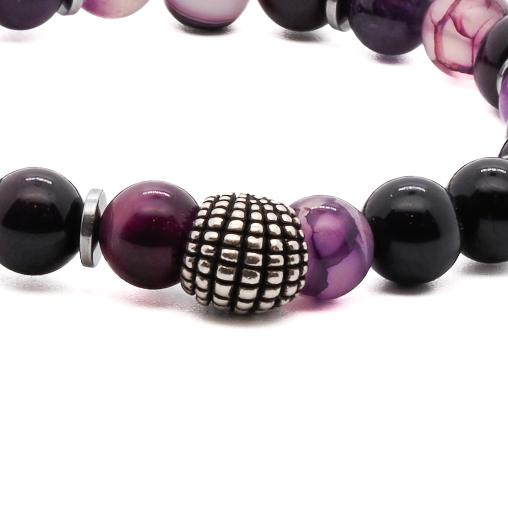 Handmade Amethyst Bracelet with Sterling Silver accent bead for a touch of elegance.