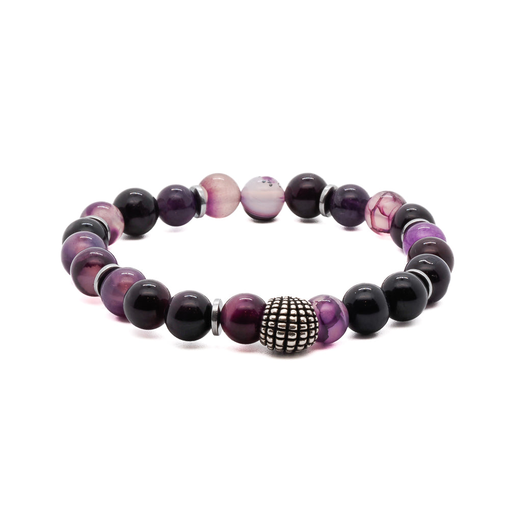 Healing Amethyst Bracelet featuring Amethyst stones and silver hematite spacers.