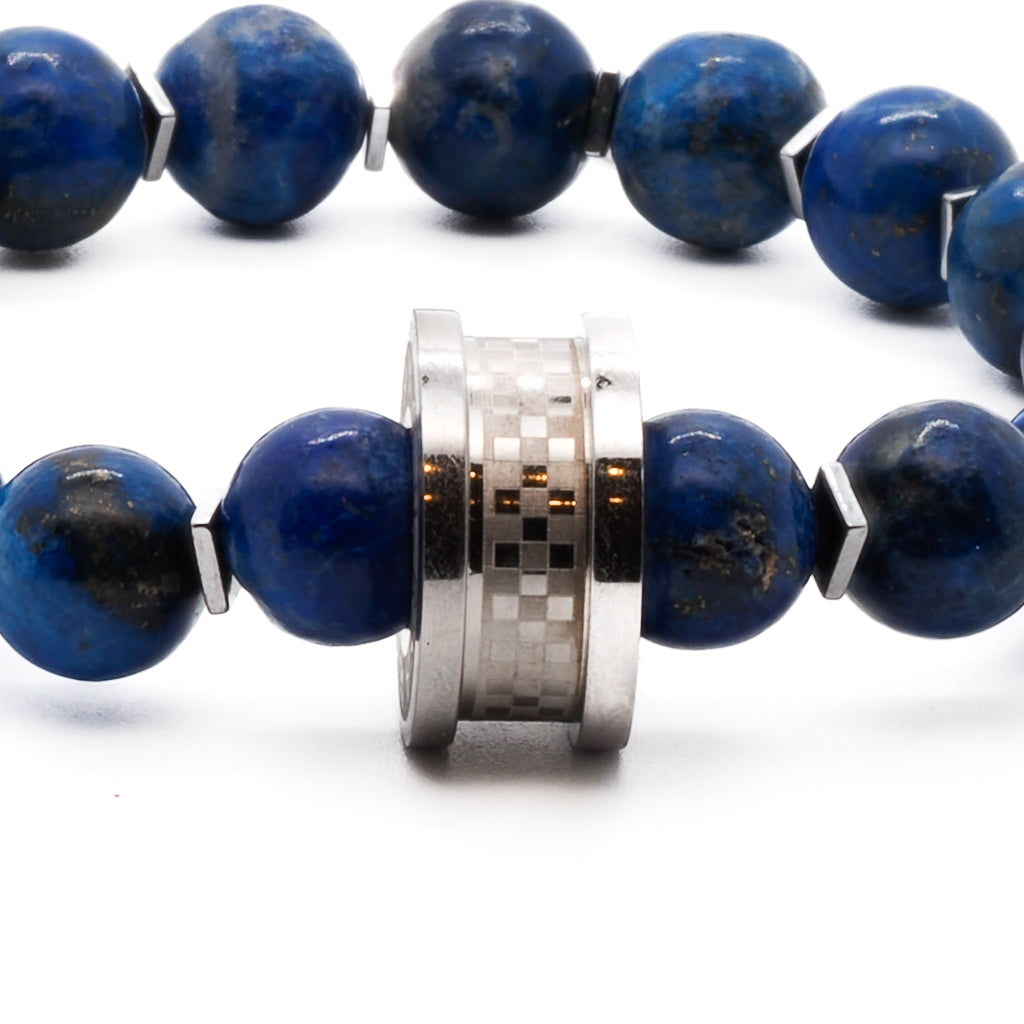 Handcrafted Lapis Lazuli Amor Bracelet, a unique piece that promotes self-awareness and enlightenment.