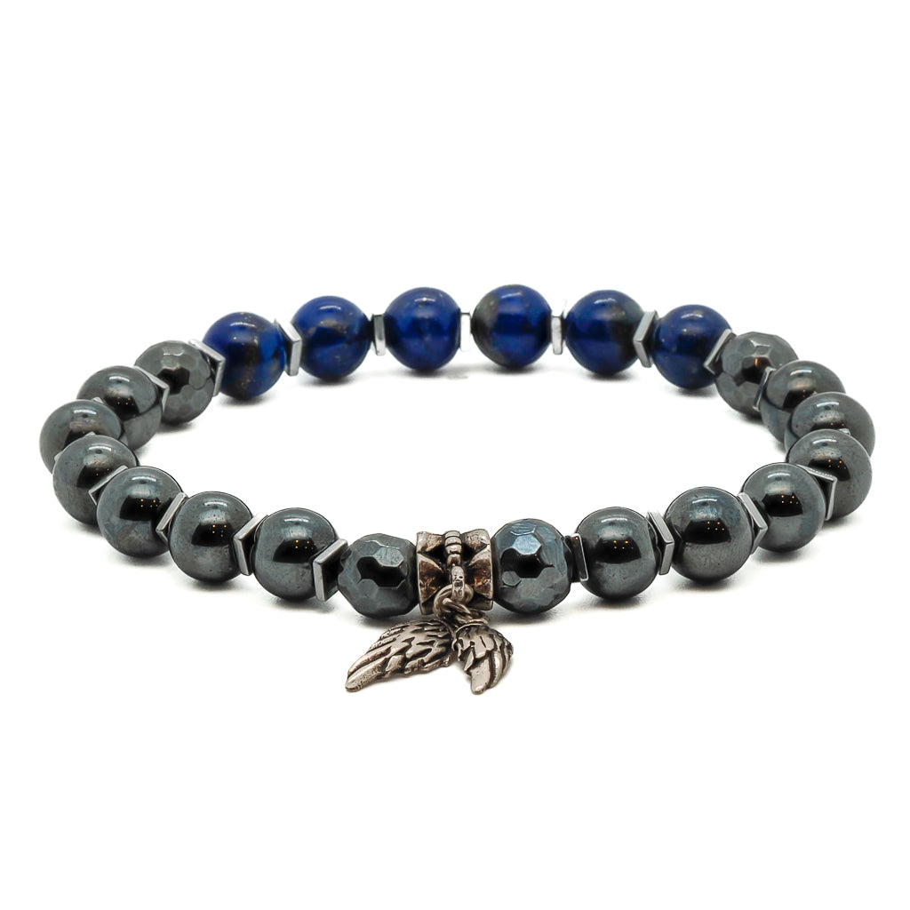 Enhance your spiritual connection with the Lapis Lazuli Hematite Energy Men&#39;s Bracelet.