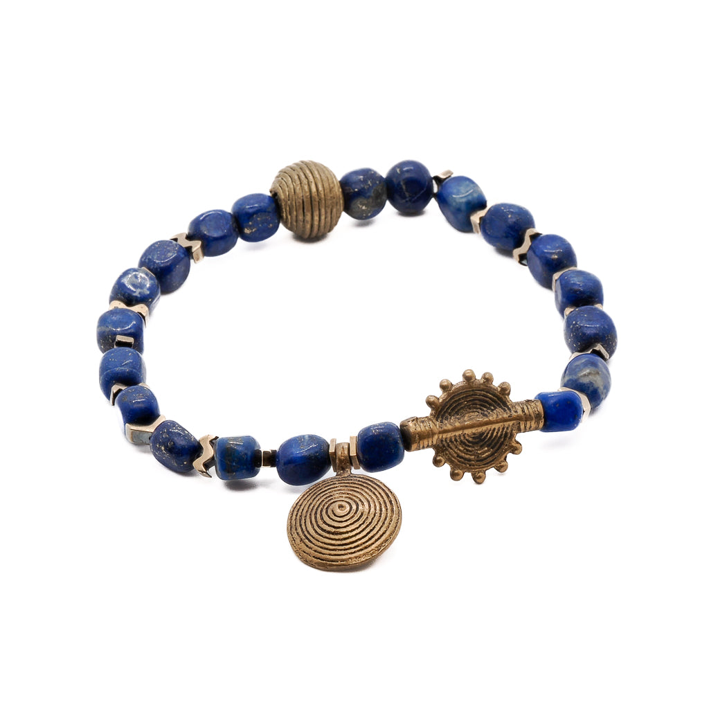Lapis Lazuli Nepal Anklet with captivating spiral charm.