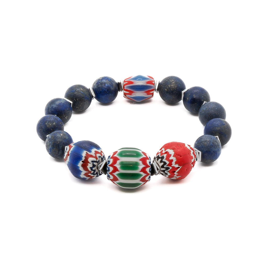 Lapis Lazuli Nepal Bracelet with vibrant handmade Nepal beads.