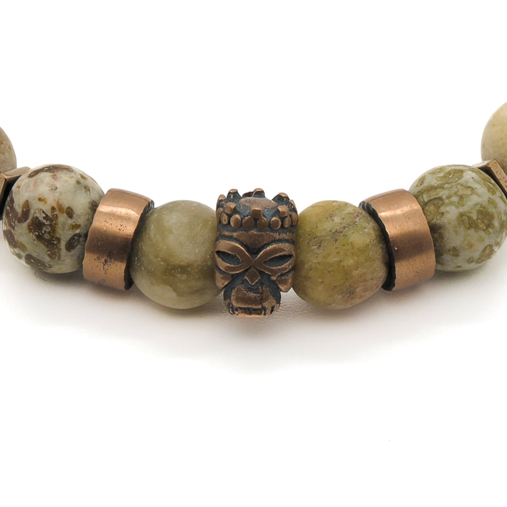 Embrace your inner strength with the Lion King Bracelet, adorned with matte Tree Agate stone beads and a majestic Lion King accent bead.