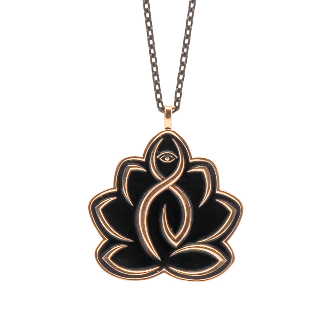 Embrace the spiritual beauty of the Lotus Flower Protective Hope Necklace, featuring a gold-plated lotus pendant and evil eye symbols.