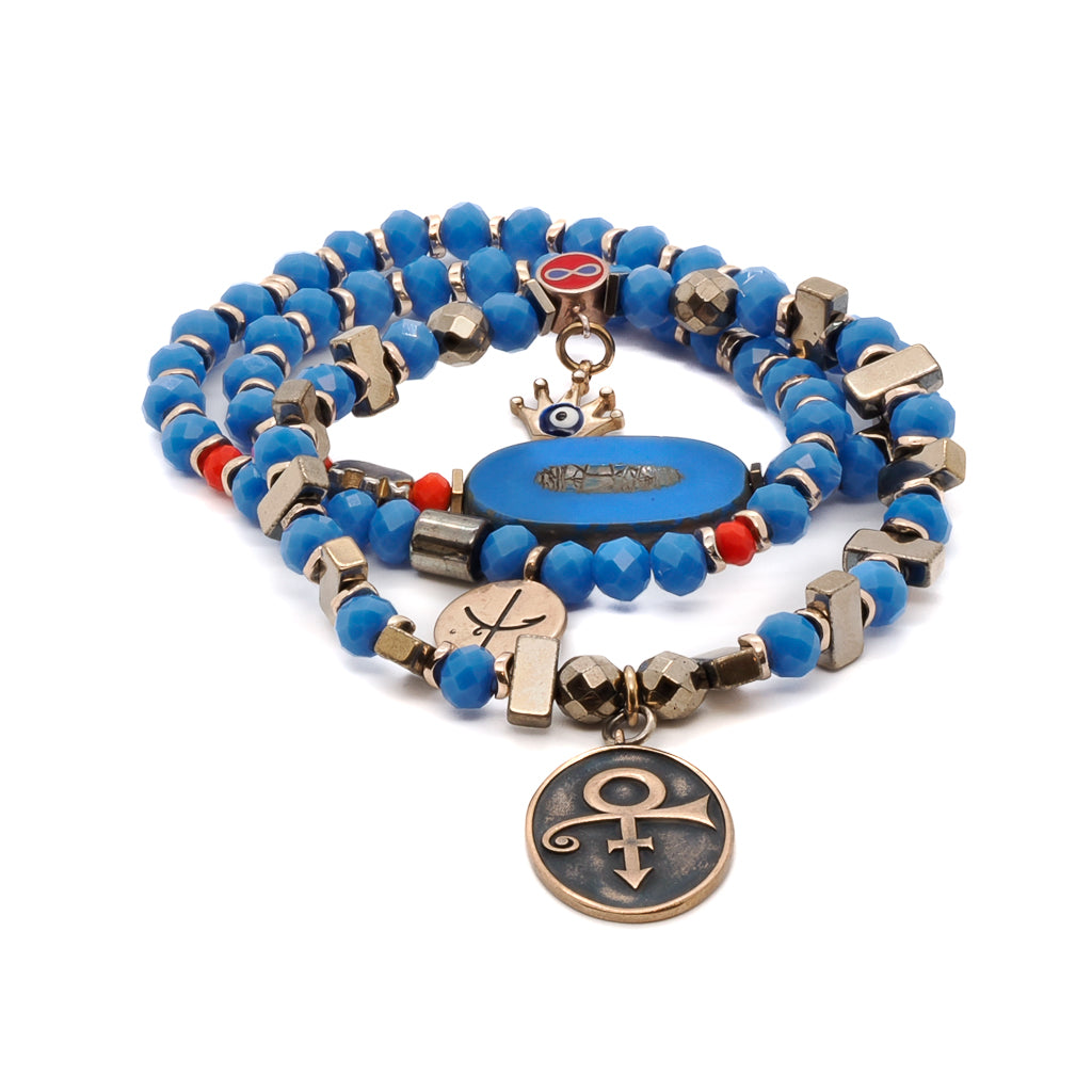Embrace the magical energy of the Magical Symbols Bracelet Set, featuring powerful charms and vibrant crystal beads.
