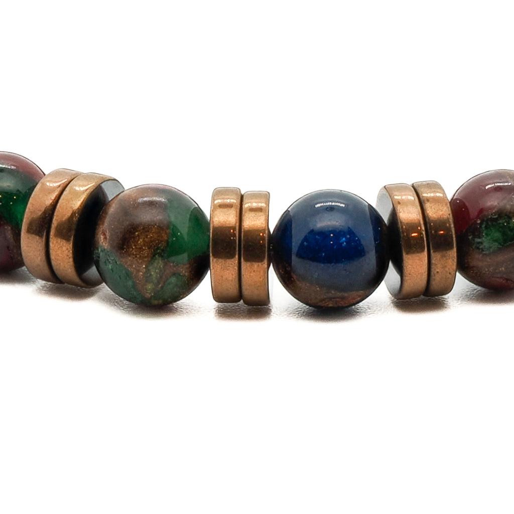 Adorn your wrist with the Men's Style Jasper Bracelet, showcasing the natural elegance of hematite, lapis lazuli, and jasper stones.