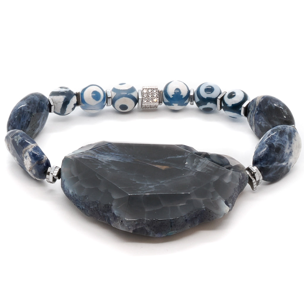 Silver Hematite Stone spacers, providing an elegant contrast in the Emotional Balance Bracelet.
