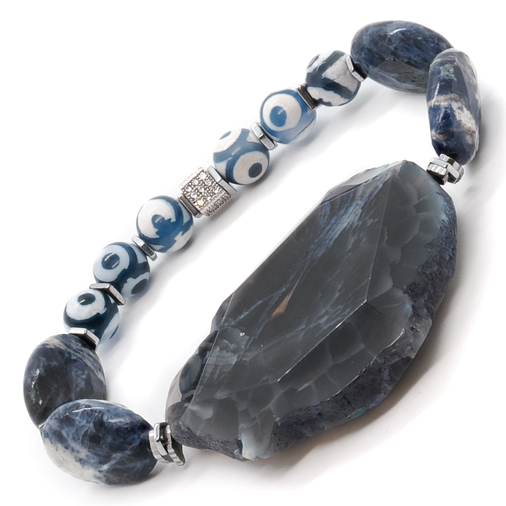Nepal Agate eye beads on the Emotional Balance Bracelet, adding a unique touch to the design.