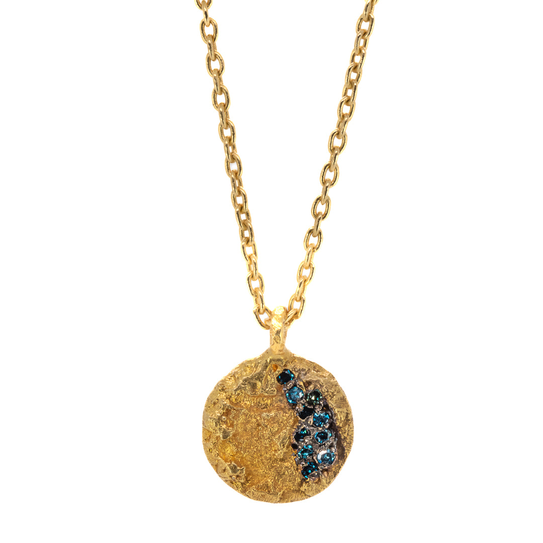 Nature Round Gold Diamond Necklace, a luxurious and unique accessory handcrafted by Ebru Jewelry in their New York atelier.