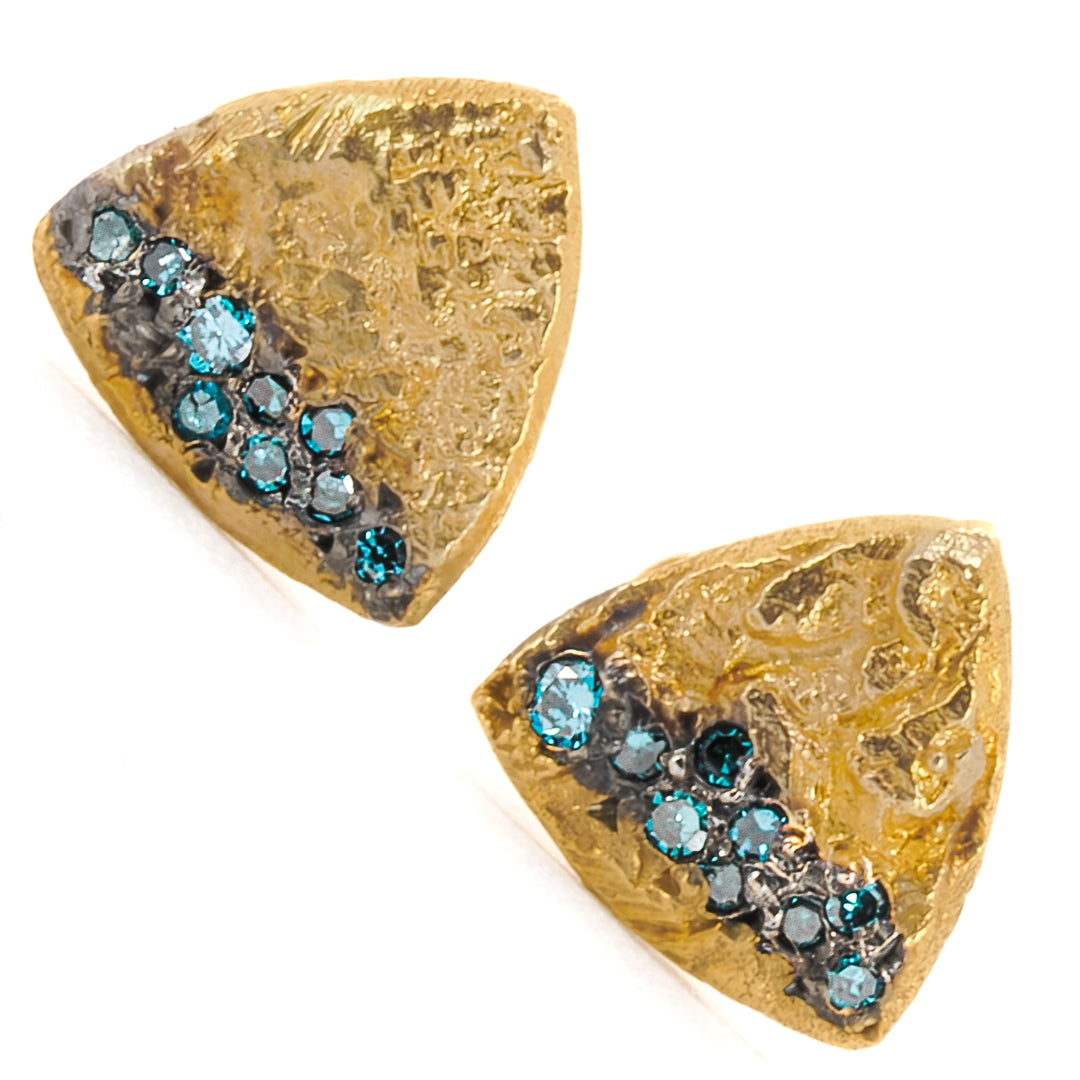 Ebru Jewelry Fine Jewelry Series - Unique Triangle Gold Diamond Stud Earring for an elegant look.