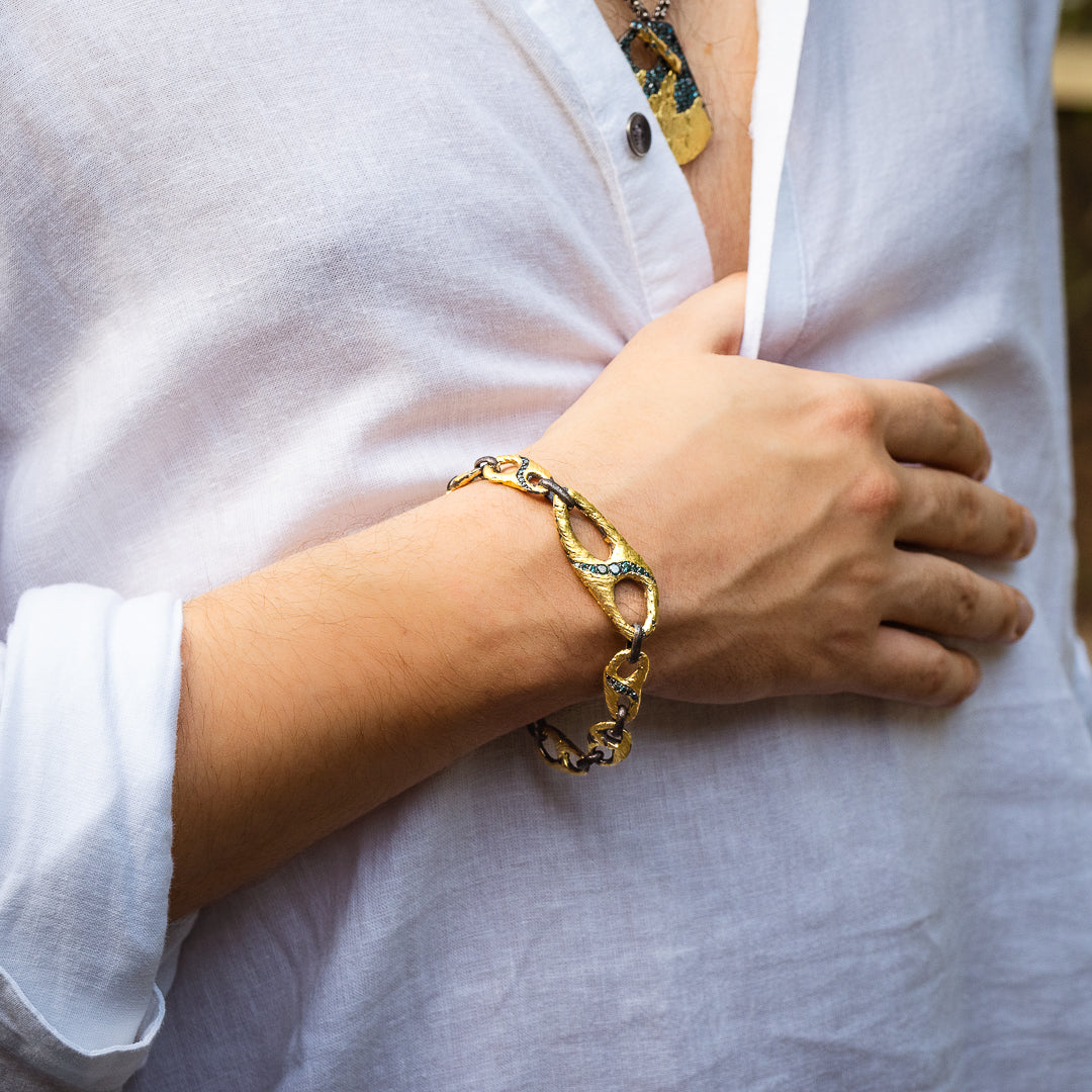 Model Wearing Nature Uneven Bracelet - Embracing individuality and style.