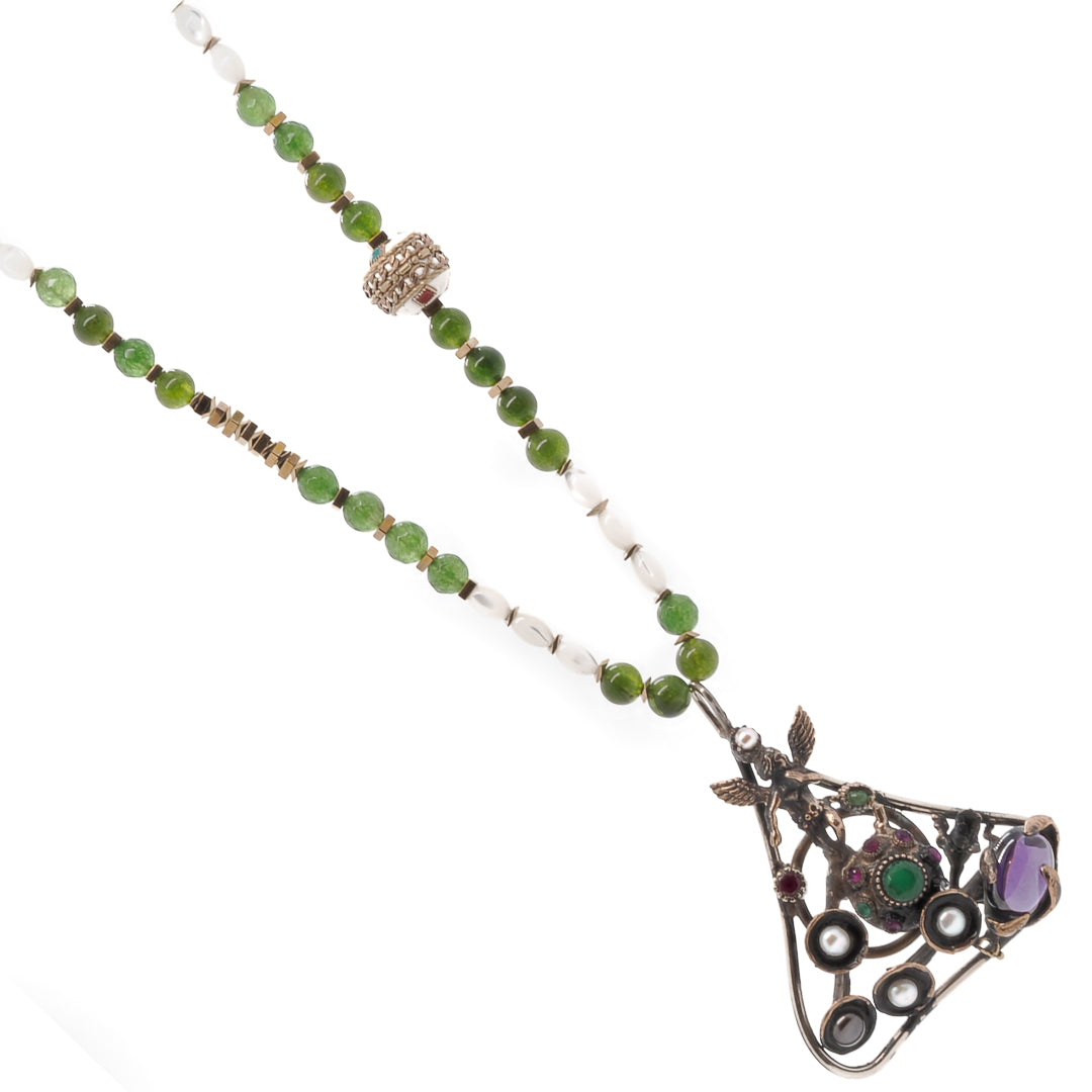 Handcrafted Beauty - The One of a Kind Necklace with an Angel Pendant Radiates Love and Light.