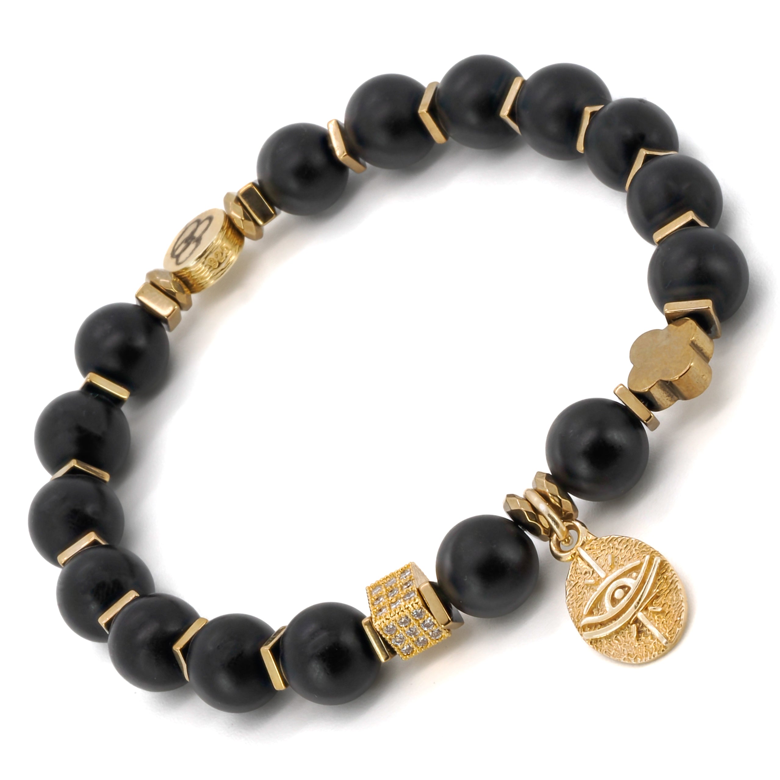 Add a touch of elegance and protection to your style with the Onyx Unique Eye Bracelet, a handcrafted piece of jewelry.