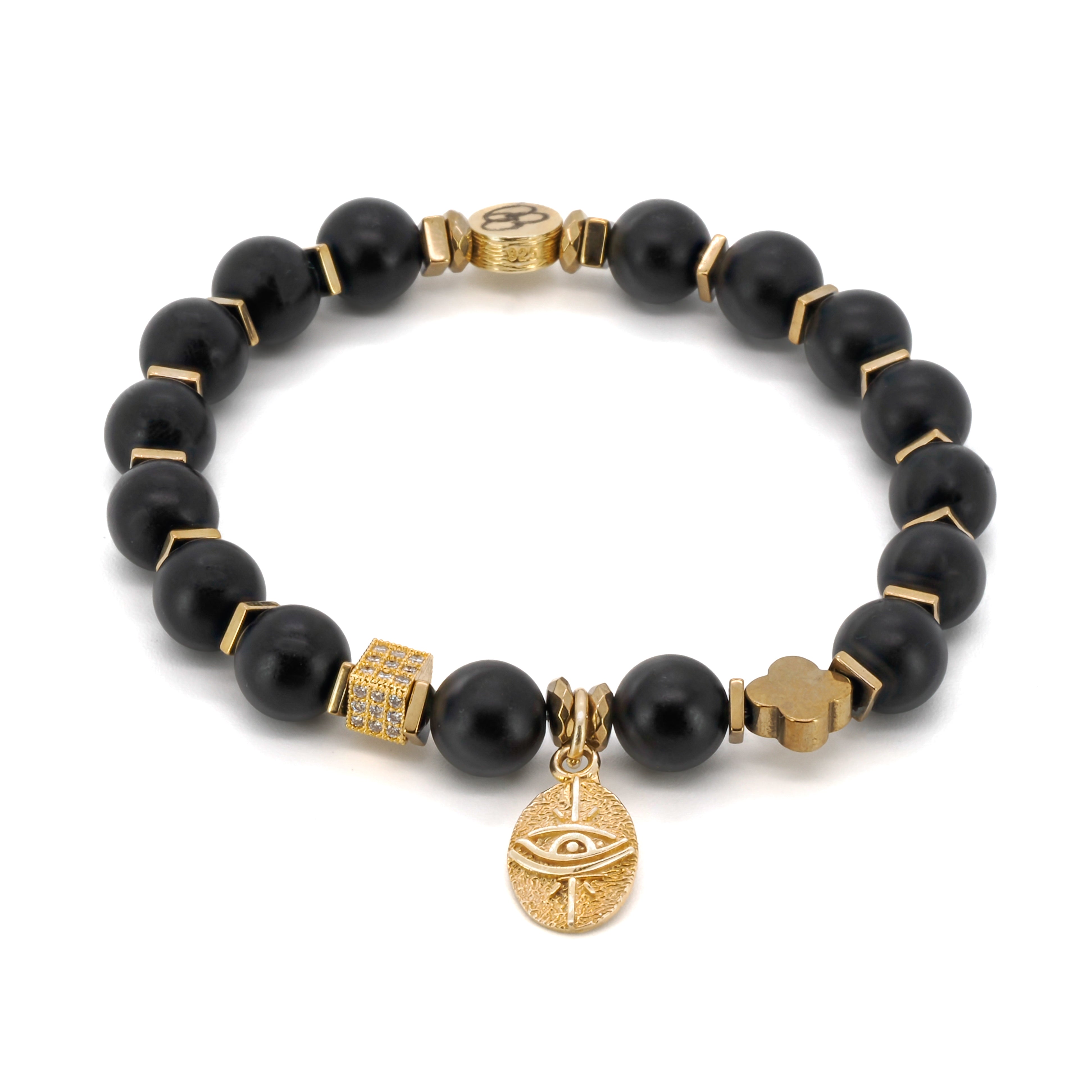 Discover the beauty and protection of the Onyx Unique Eye Bracelet, a stunning piece of handmade jewelry with meaningful elements.