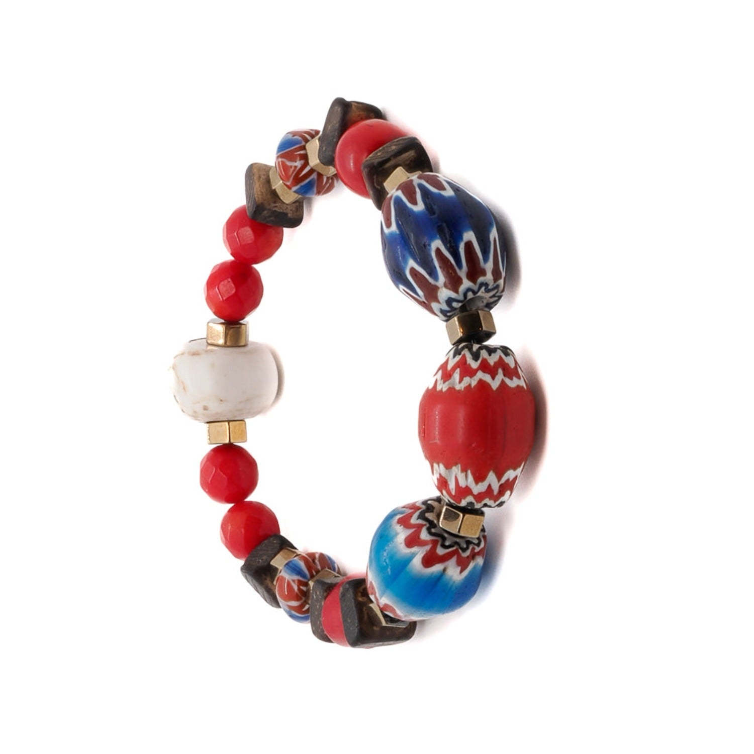Let the Palena Bracelet make a statement with its unique combination of African beads and a Nepal white bone bead.