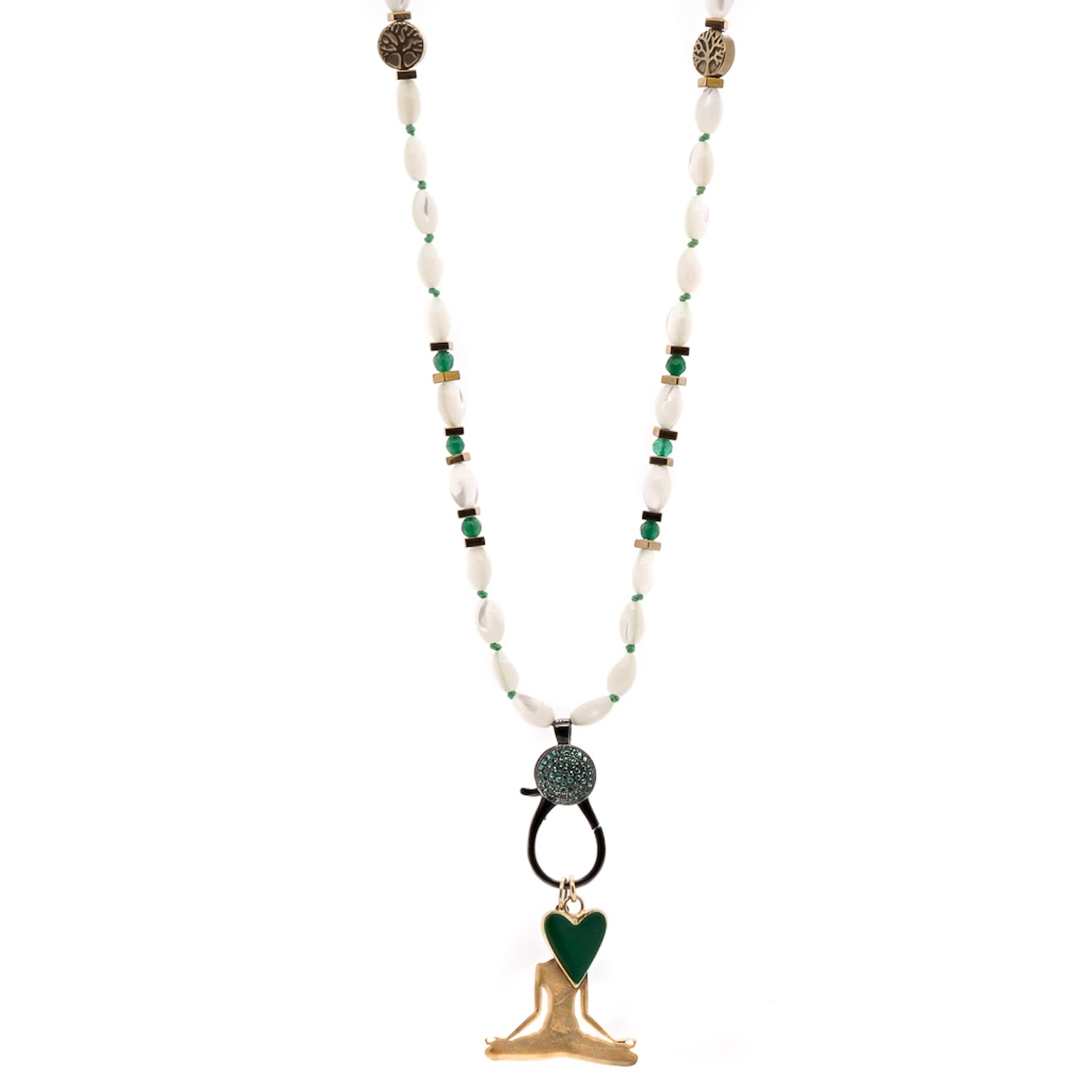 Green Jade Beaded Yoga Necklace - Embrace the Energizing Power of Nature.