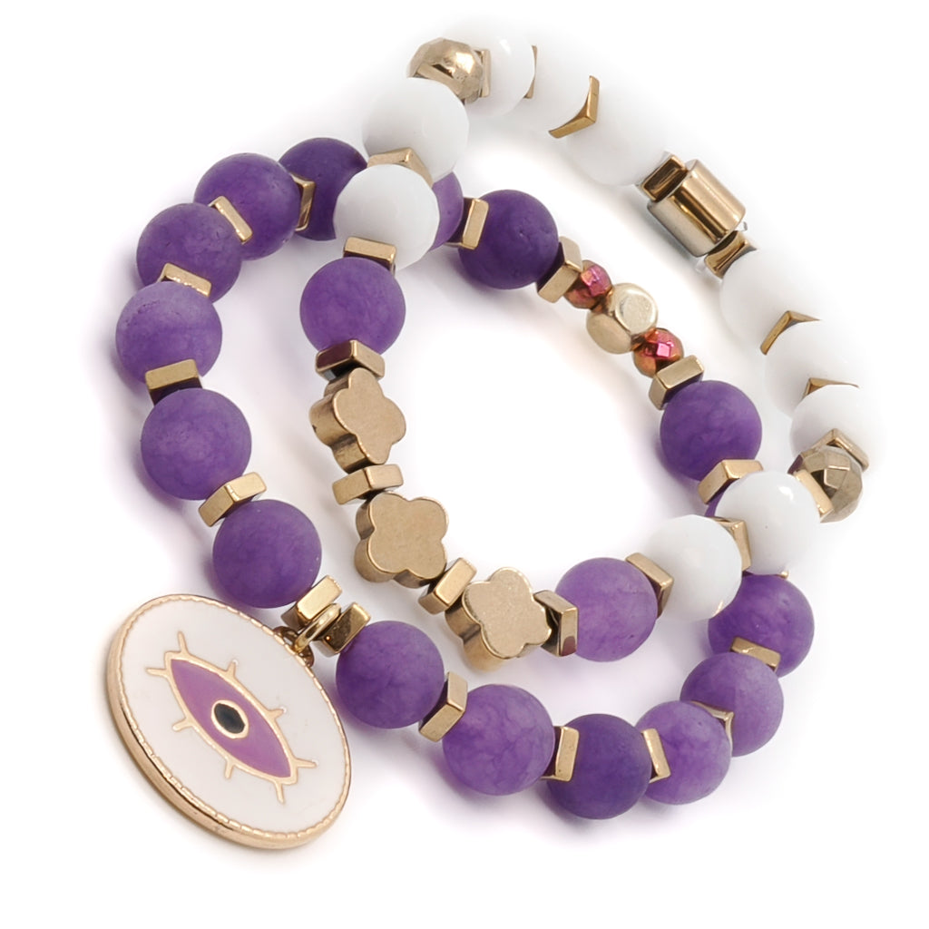 Wear the Purple Romantic Bracelet Set as a symbol of love, prosperity, and inner peace.