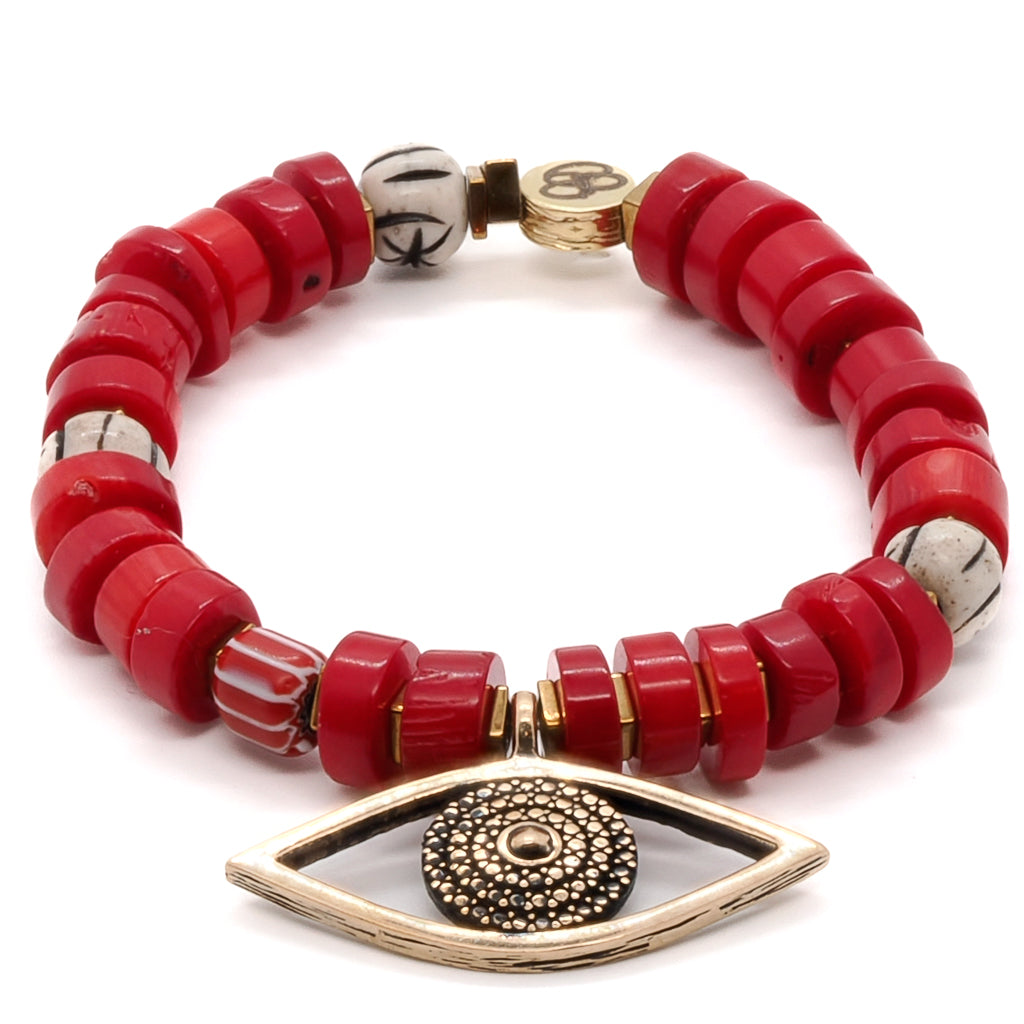 Add a touch of style and spiritual protection to your life with the Red Coral Evil Eye Bracelet, featuring vibrant red coral beads and an eye-catching evil eye charm.