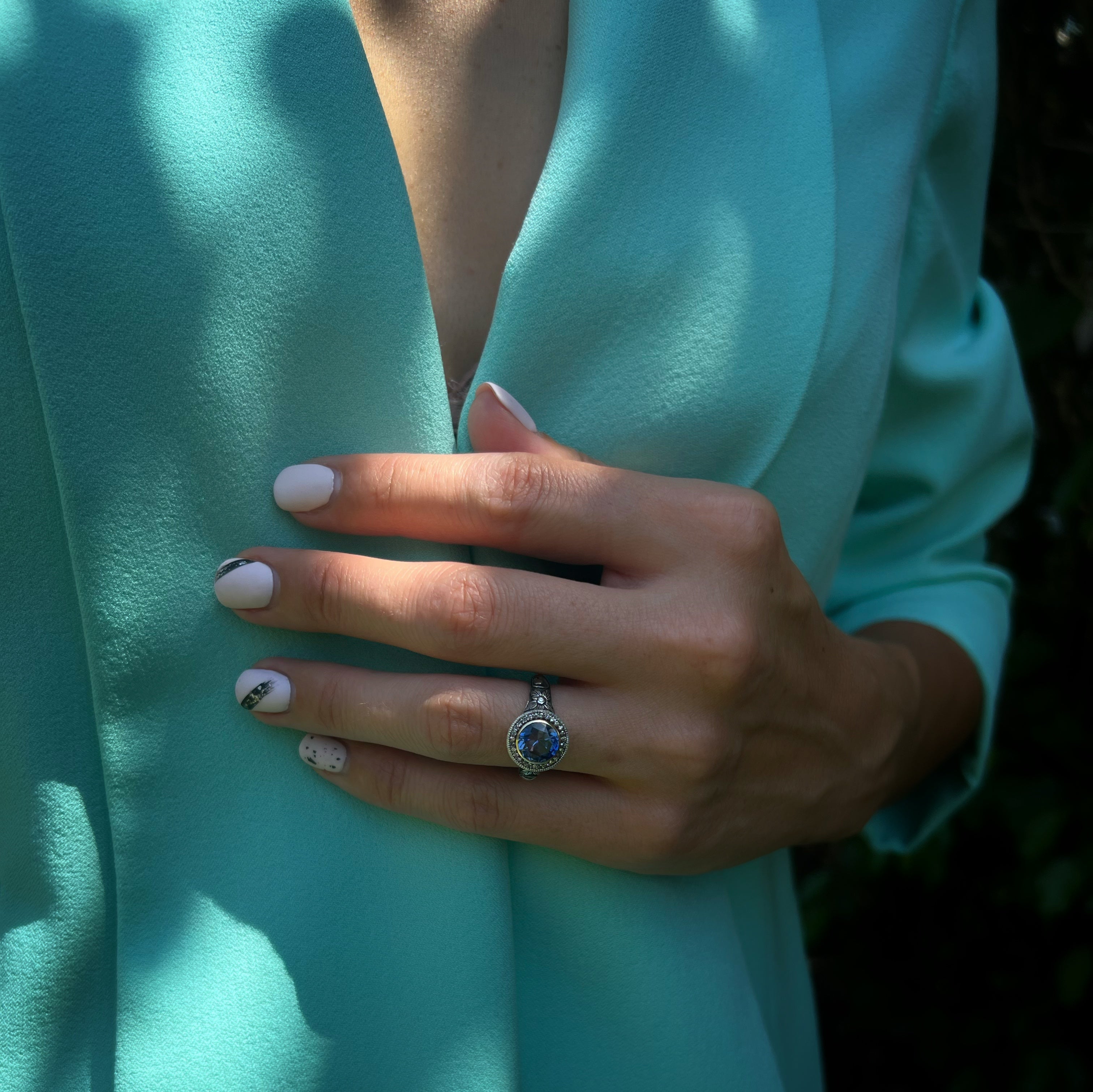 Timeless Elegance - Model Wearing Handcrafted Yellow Gold Ring.