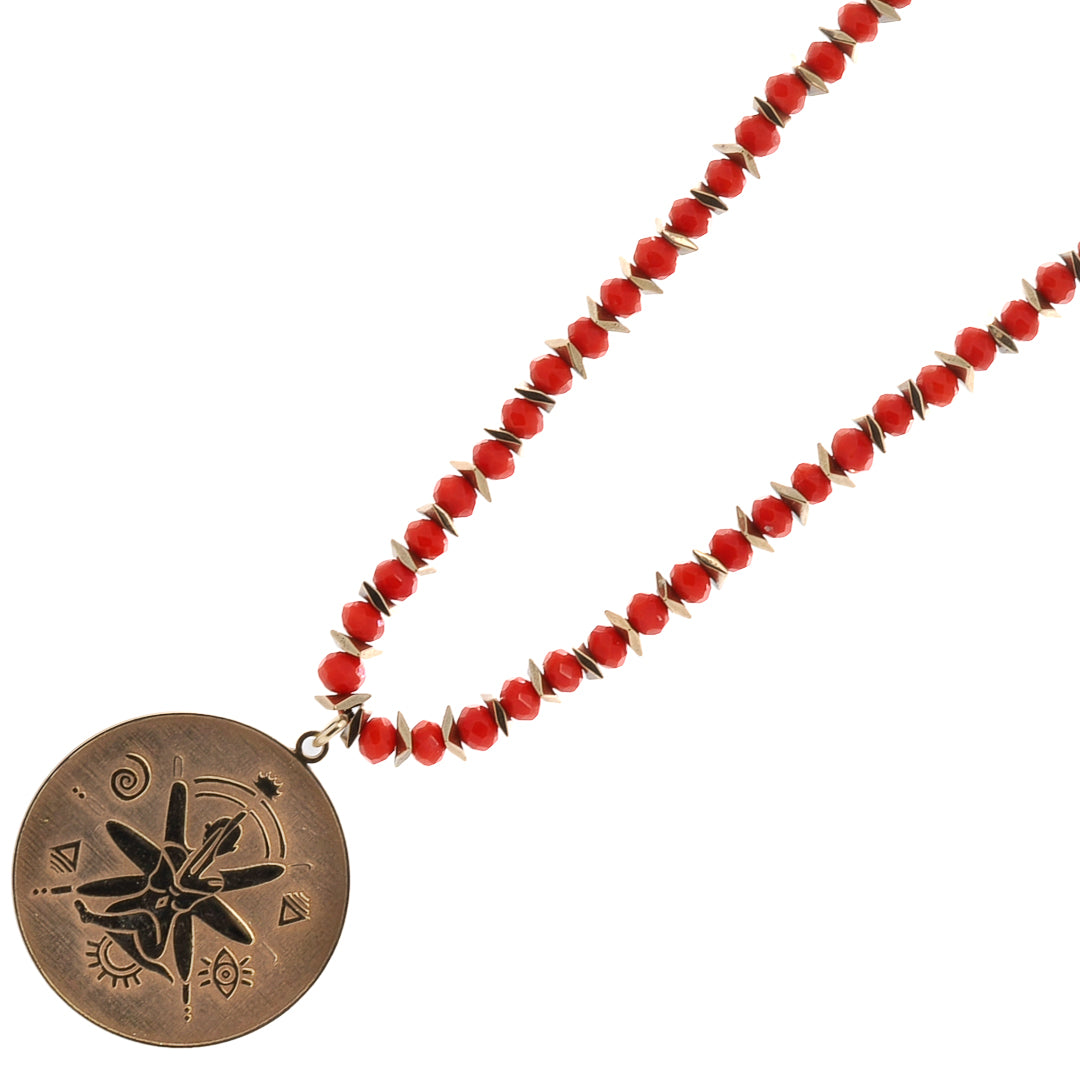 Red Crystal Beaded Choker Necklace - Symbolic and Stylish for Everyday Wear.