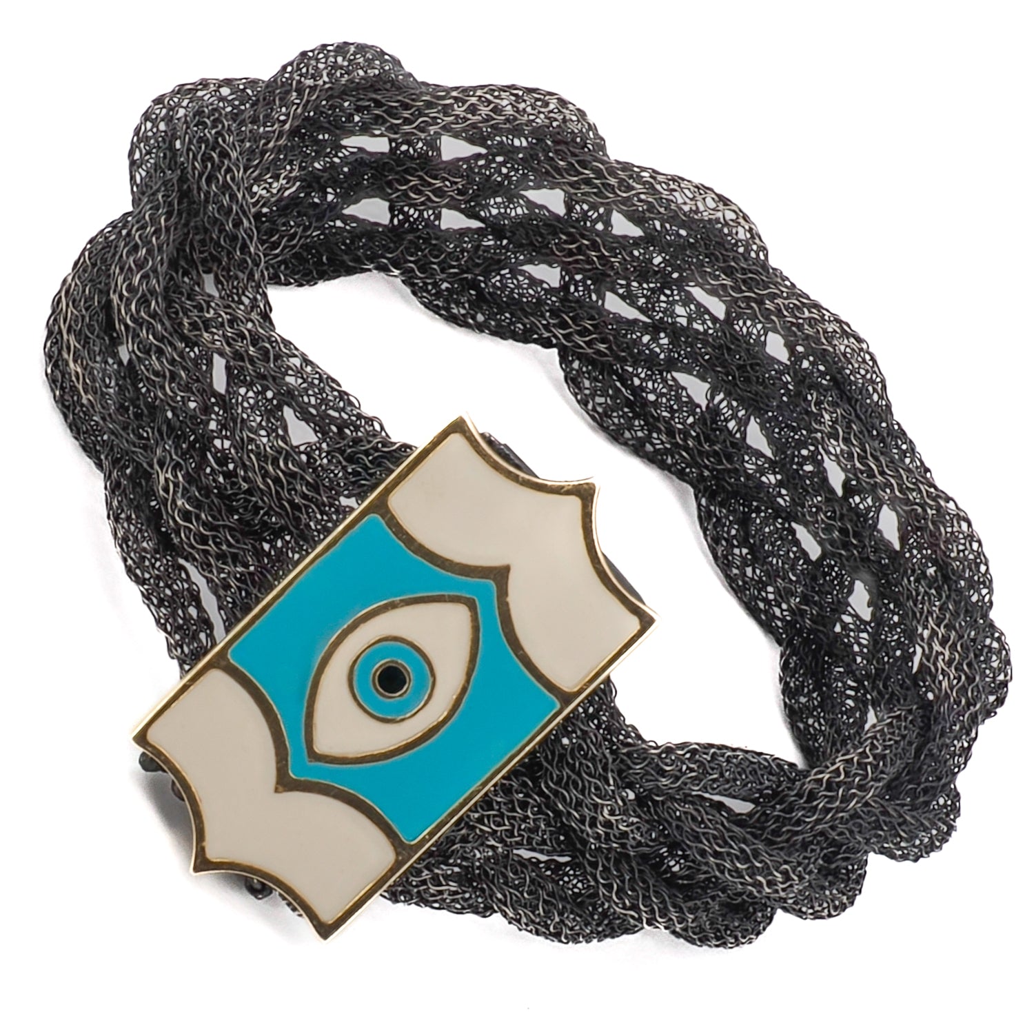 Experience the mystical allure of the Silver Braided Evil Eye Bracelet, a unique and protective accessory that combines style and symbolism.