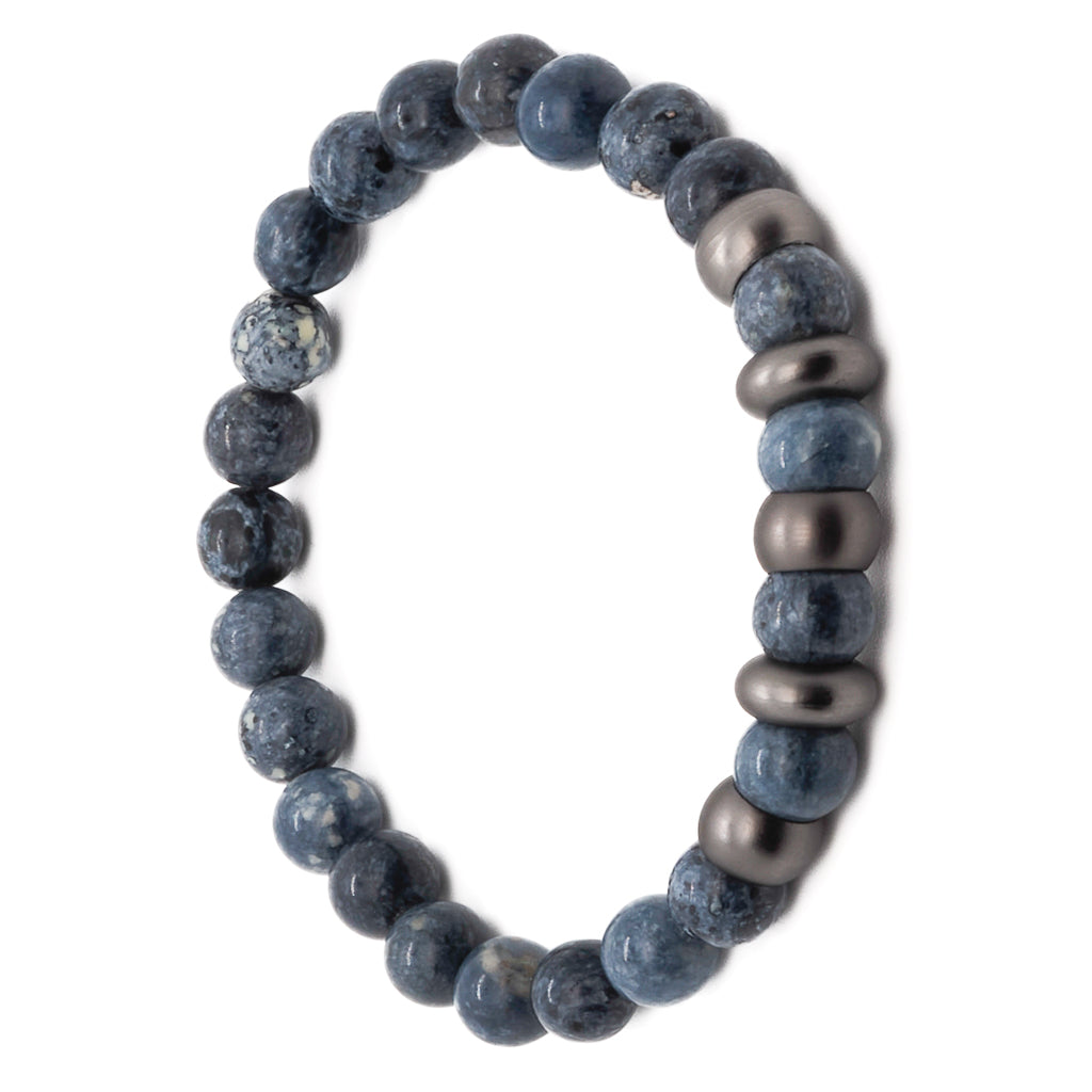 Balance and Harmony - Sodalite Stone Bracelet with Rhodium Plated Silver Beads.
