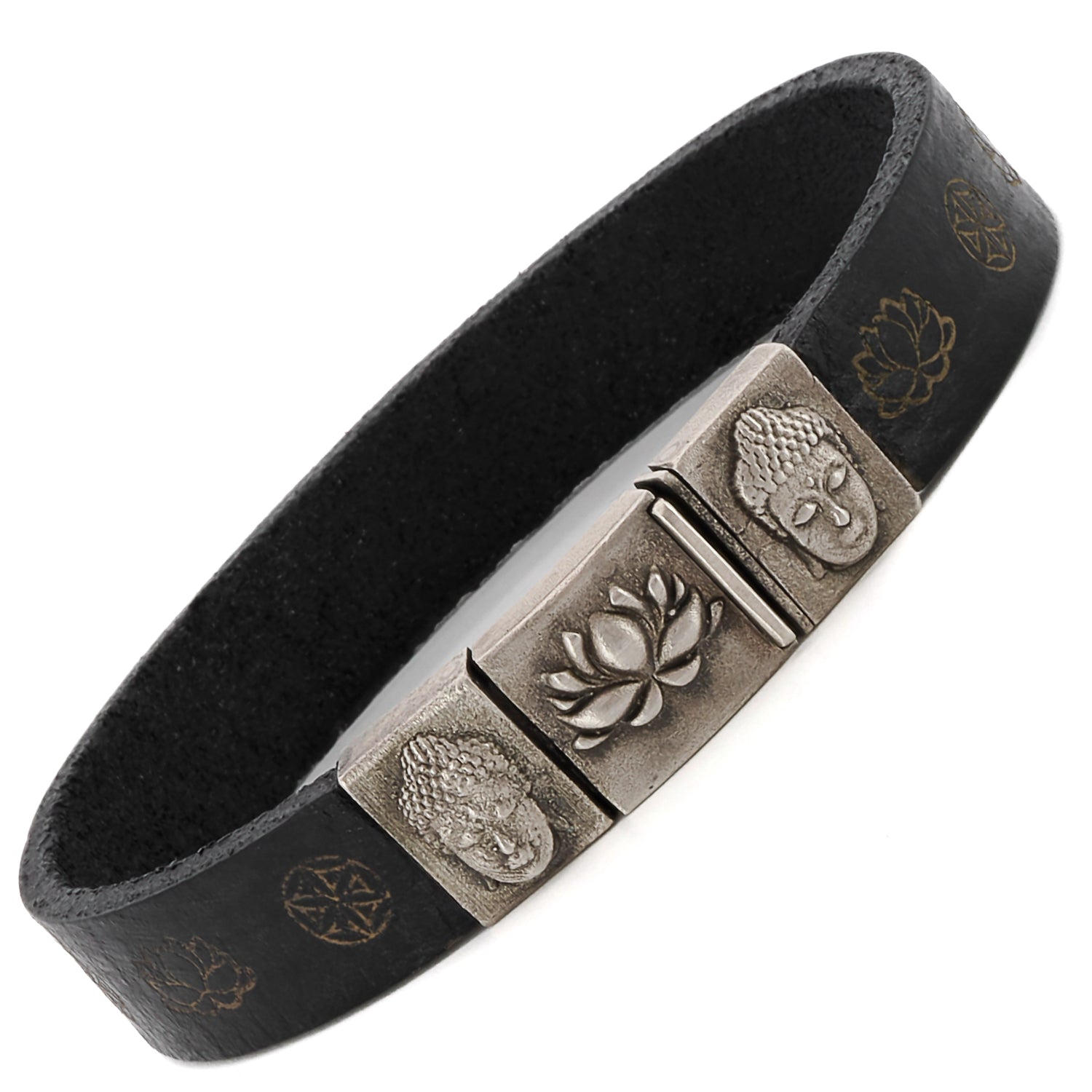 Elegance and Symbolism - Handmade Bangle Bracelet with Buddha and Lotus Design.