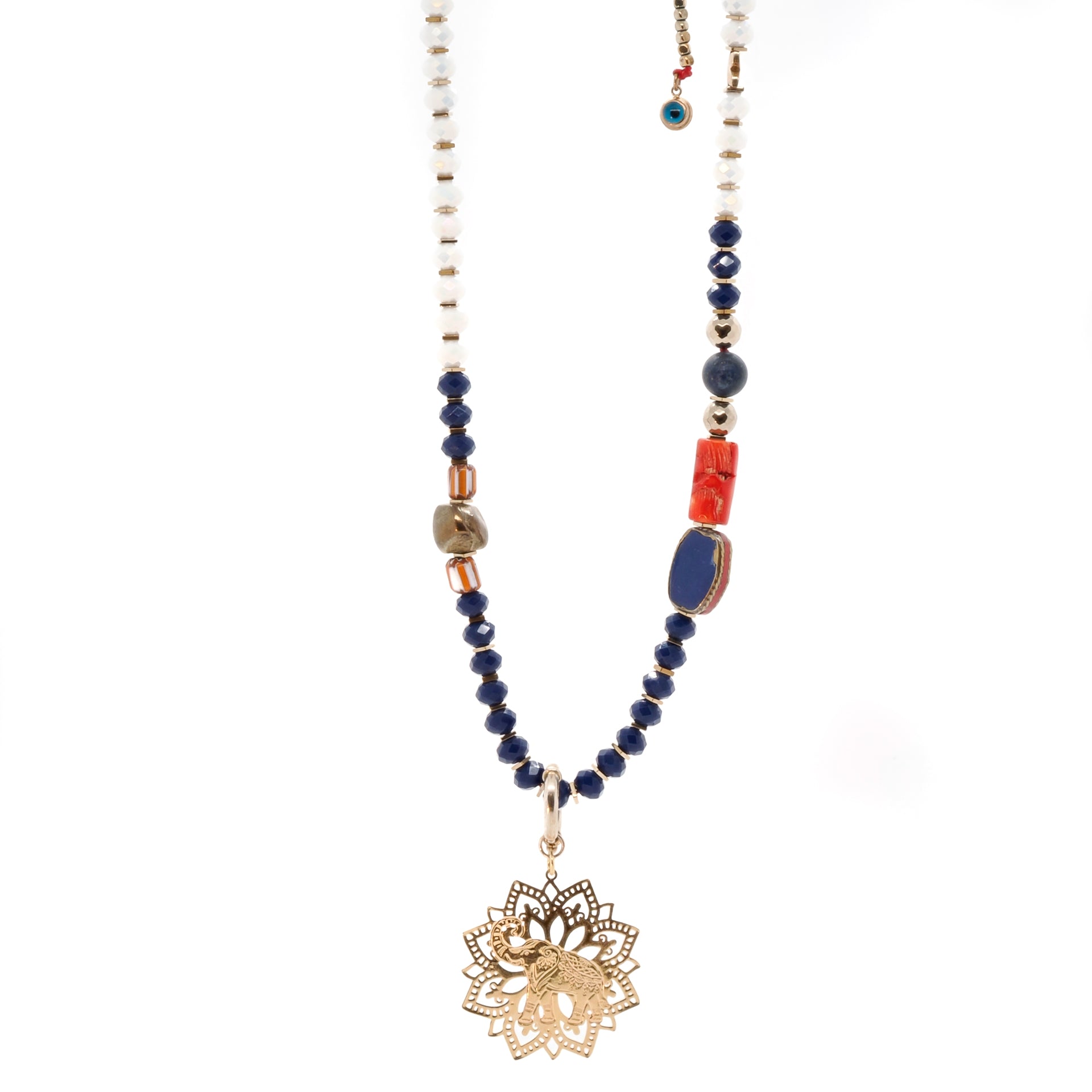 Elevate your style with the Spiritual Elephant Necklace, a unique piece handcrafted with love and adorned with crystal beads.