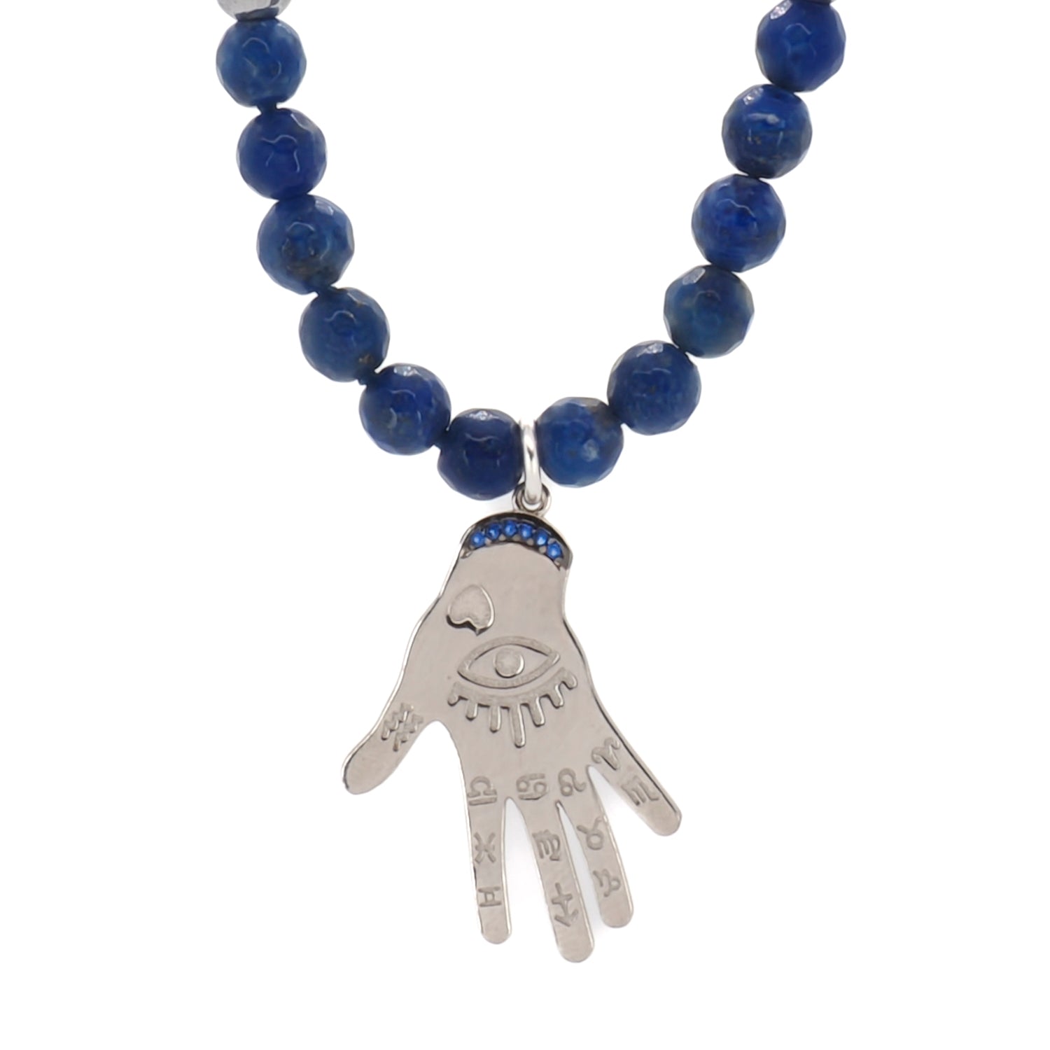 Blue and Silver Hamsa Pendant Necklace - Channel positive vibes and ward off negativity.